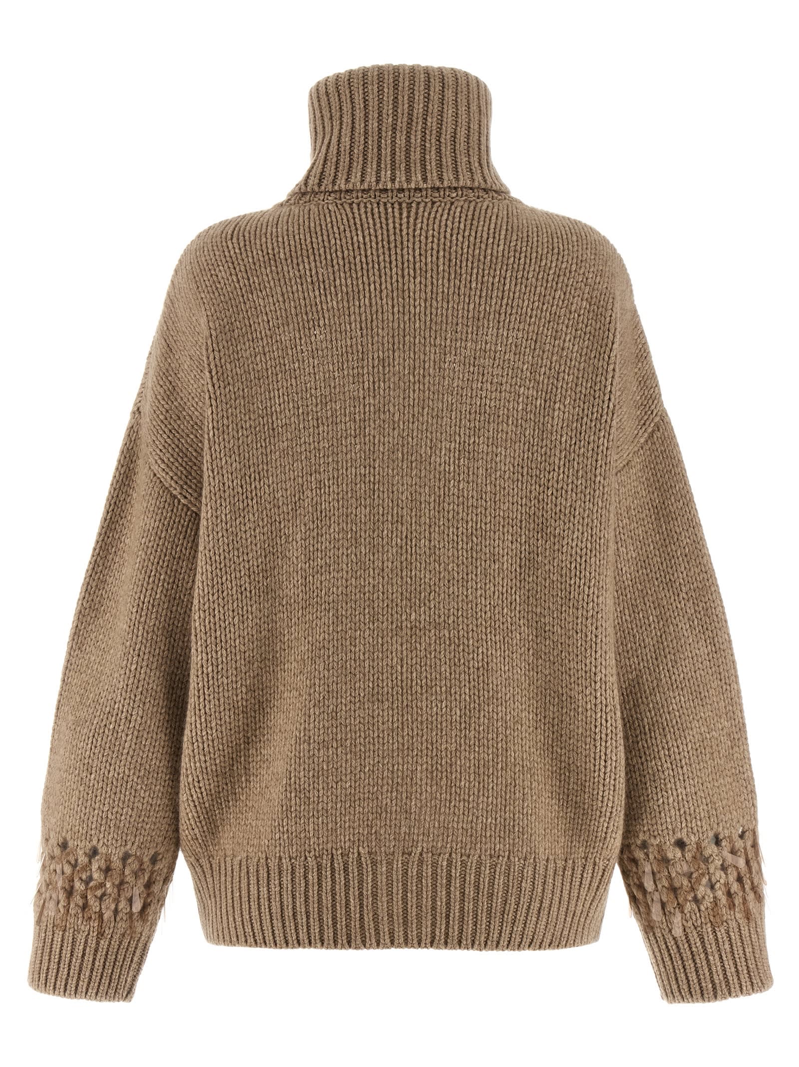 Brunello Cucinelli Drop Sequin Cardigan Sweaters And Cardigans Beige In Brown