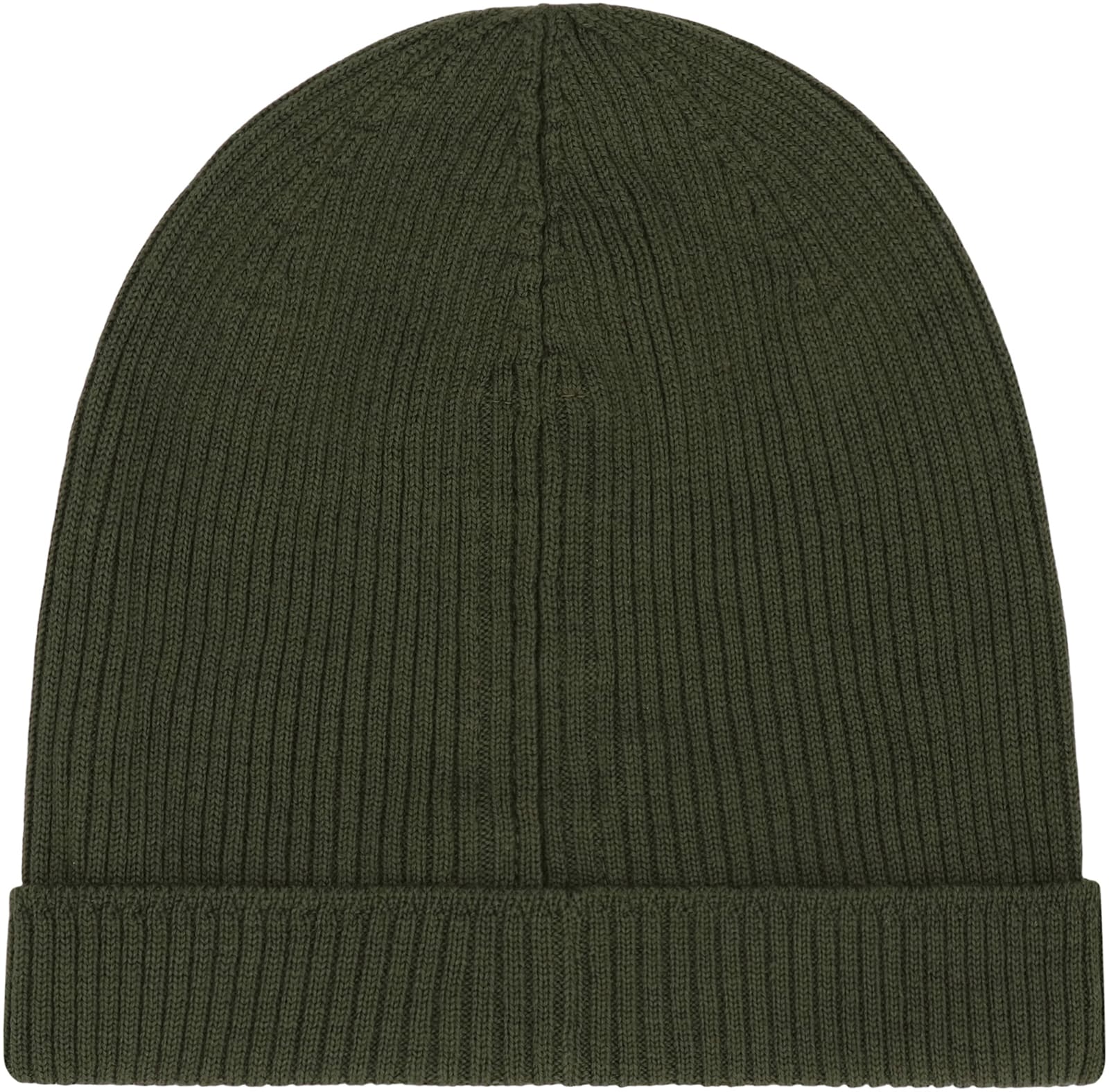 Rick Owens Ribbed Wool Hat Folded Cuff In Green