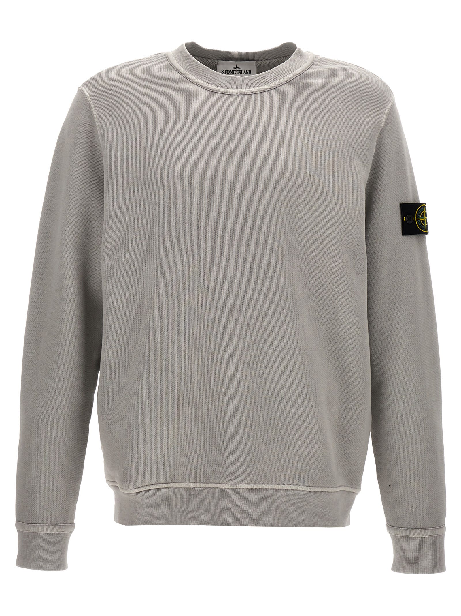 Shop Stone Island Logo Badge Sweatshirt In Grigio