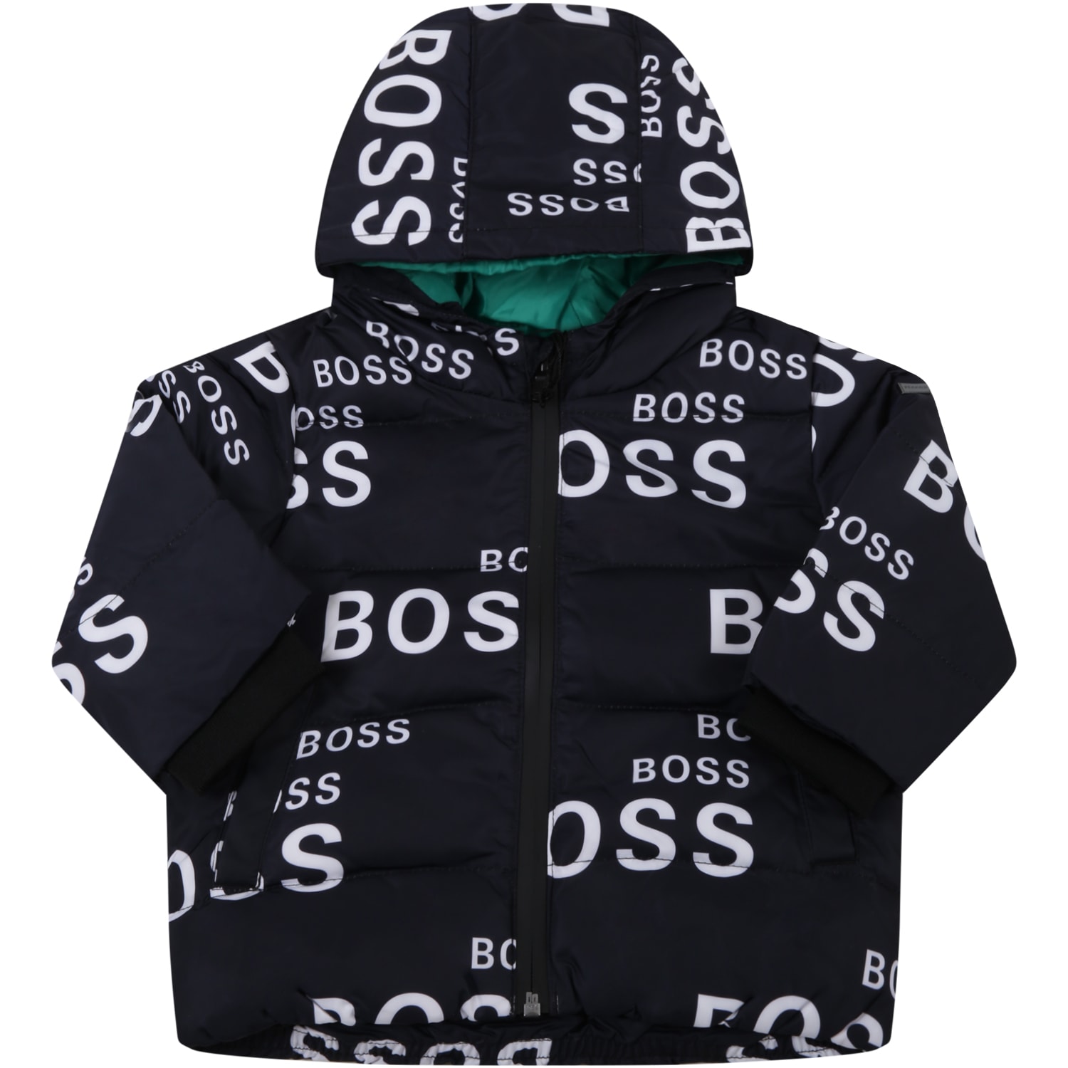 Hugo Boss Blue Jacket For Baby Boy With White Logo