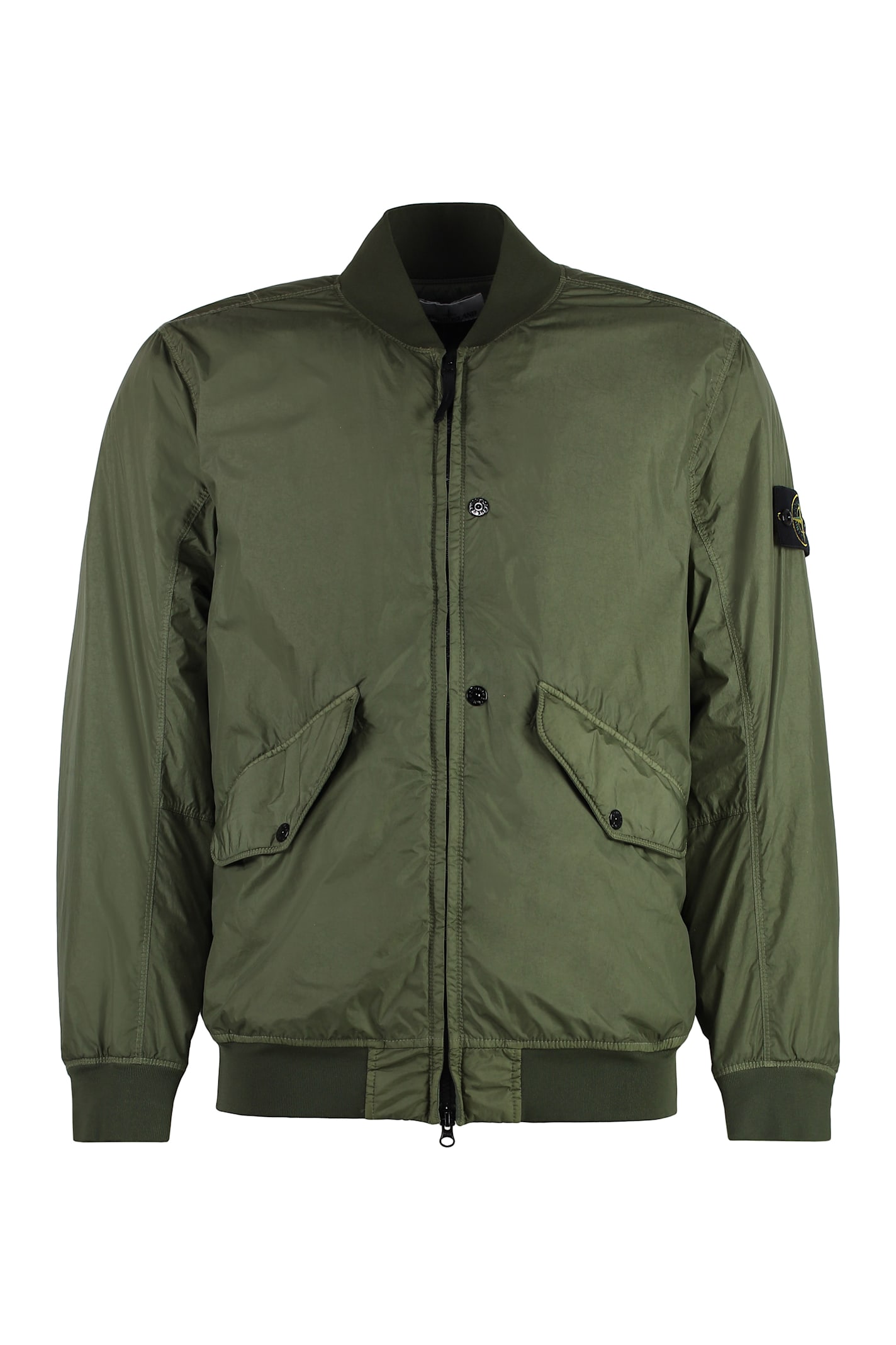 Shop Stone Island Bomber Jacket In Technical Fabric In Green