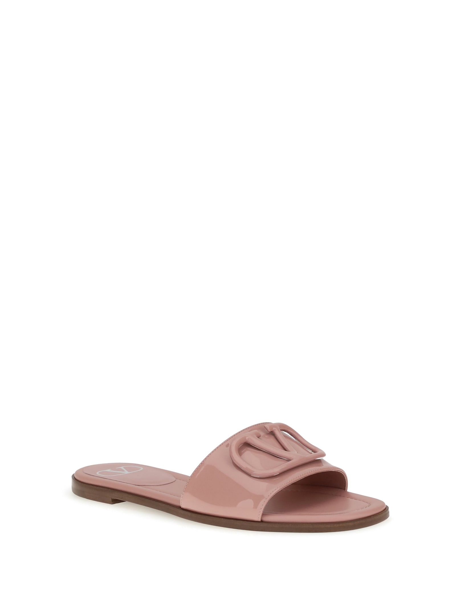 Valentino Patent Leathe Vlogo Slide Sandals