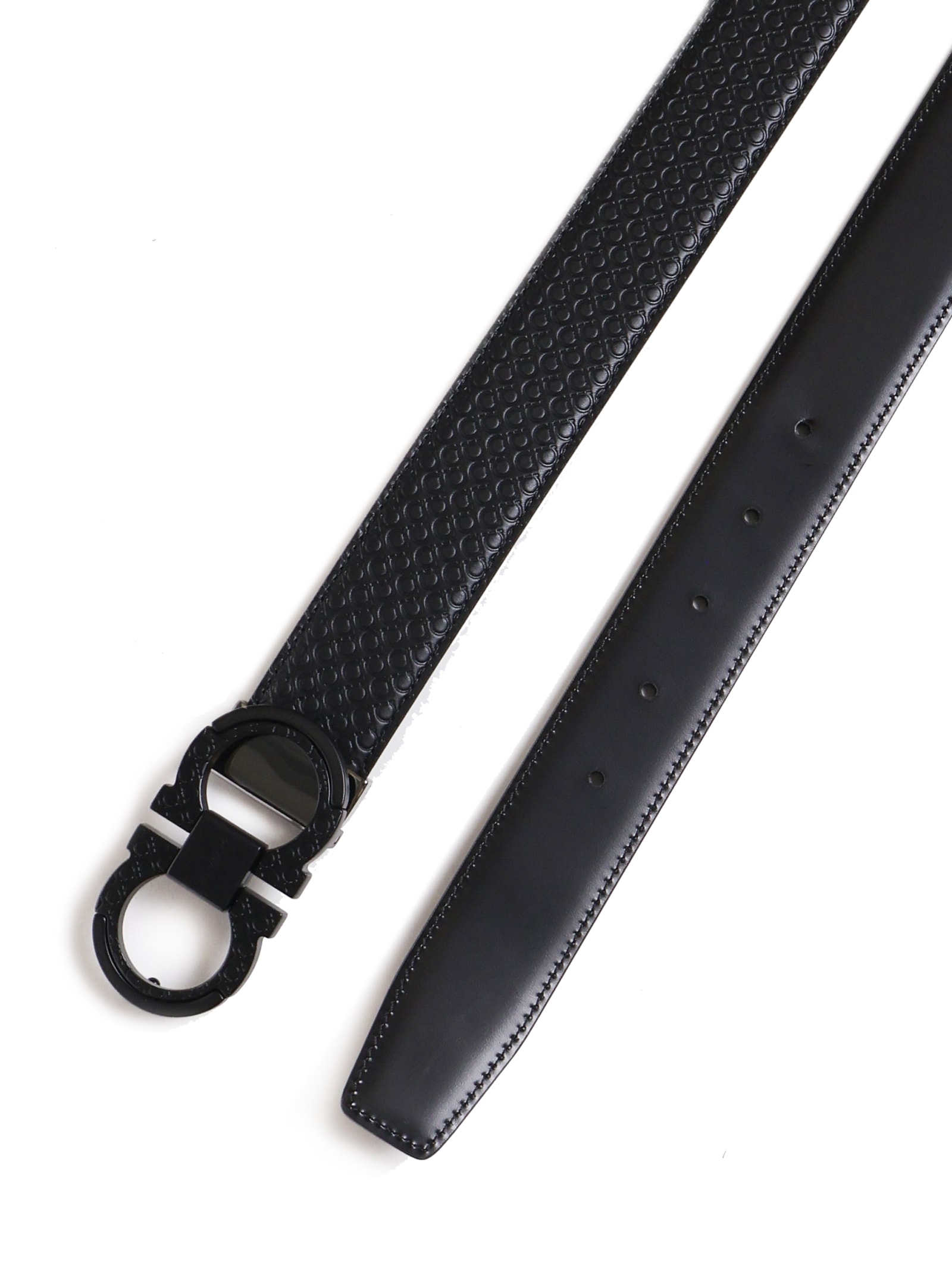 Shop Ferragamo Gancini Belt Reversible In Black