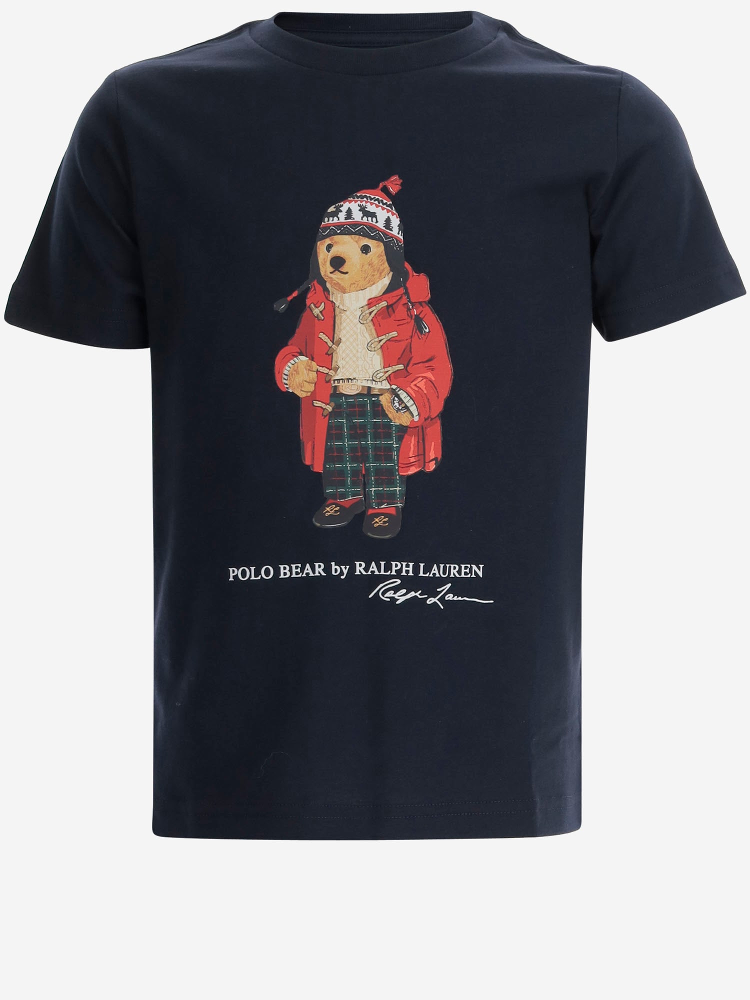 POLO RALPH LAUREN COTTON T-SHIRT WITH POLO BEAR PATTERN 