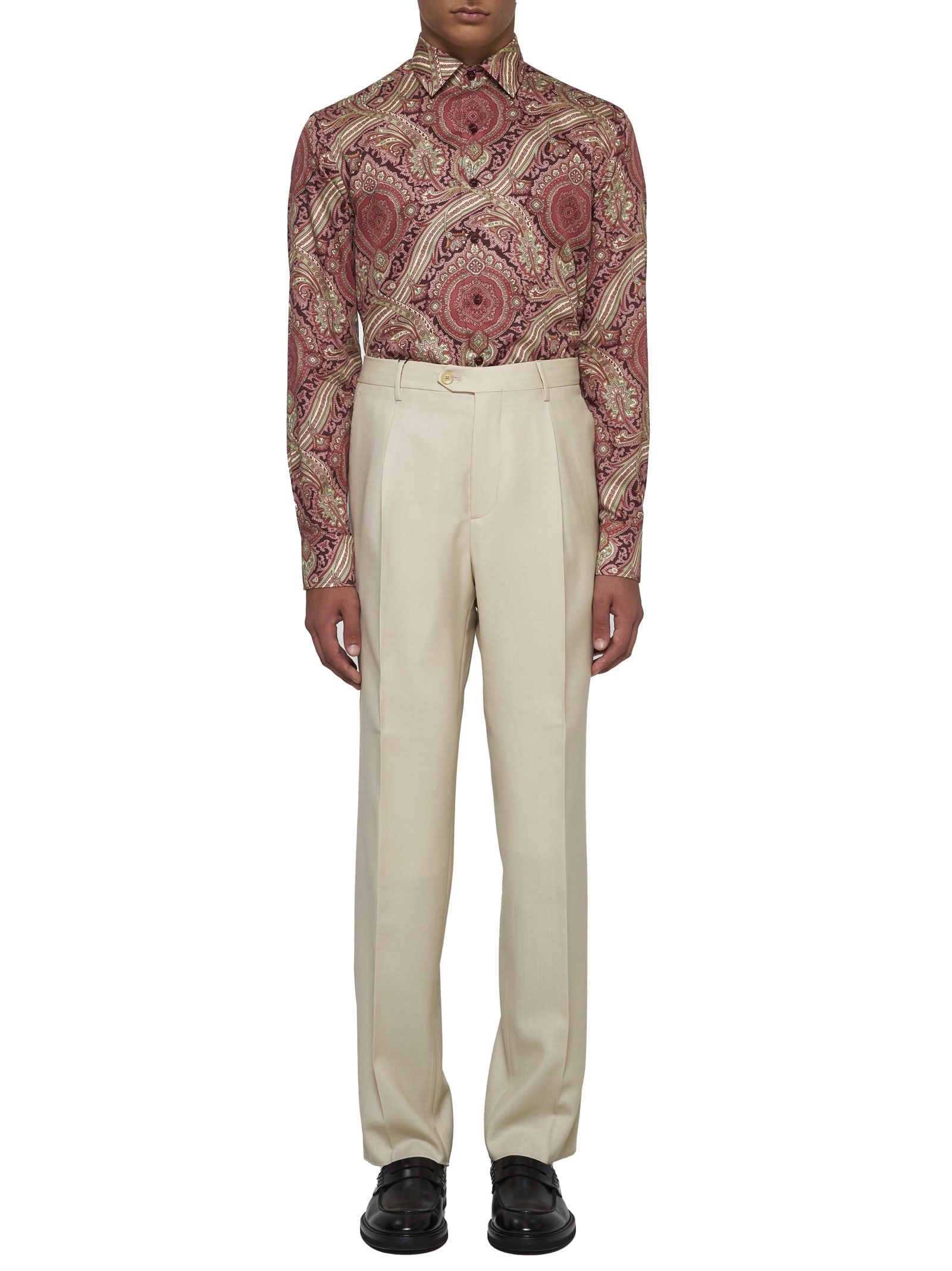 Shop Etro Pants In Ecru 1