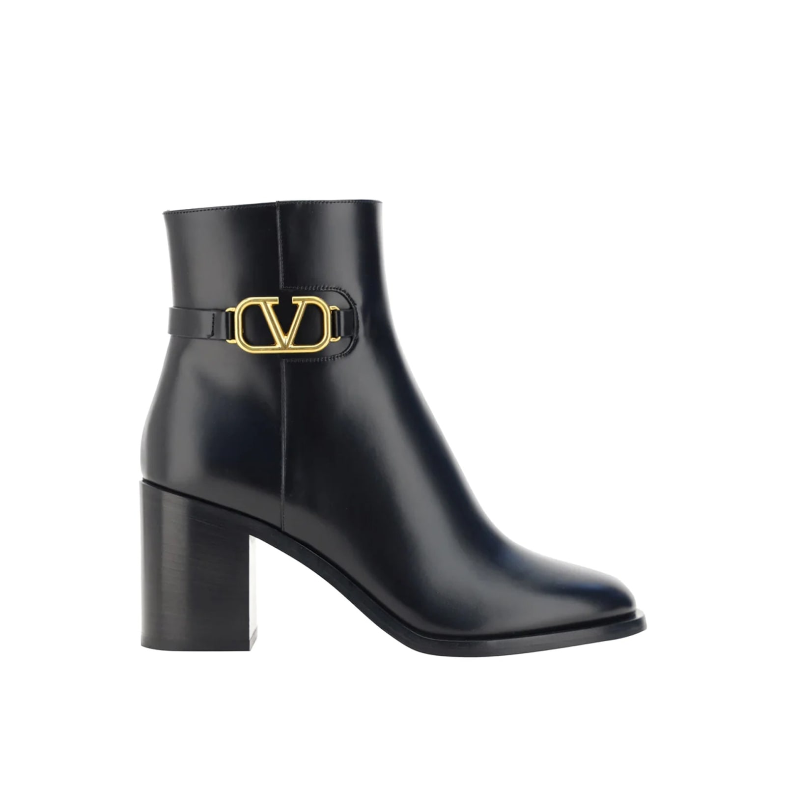 Shop Valentino Garavani Vlogo Leather Ankle Boots In Black