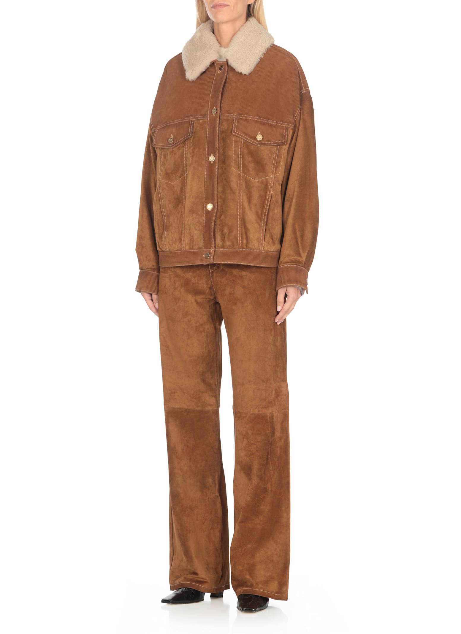 Shop Golden Goose Leather Jacket In Brown