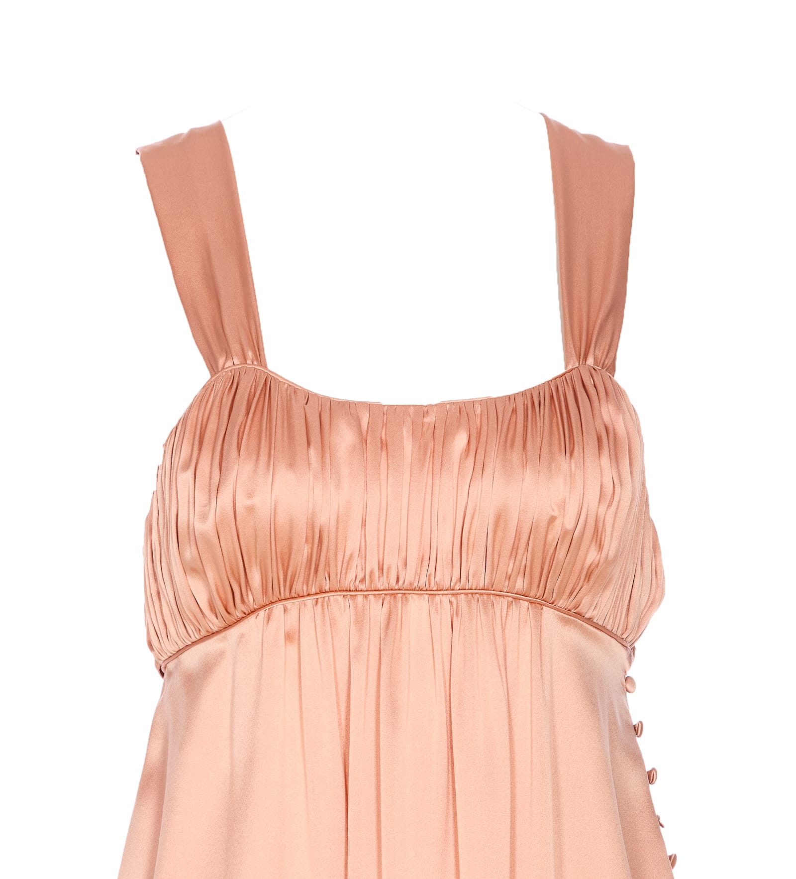 Chloé Sleeveless Shirred Silk Satin Midi Dress