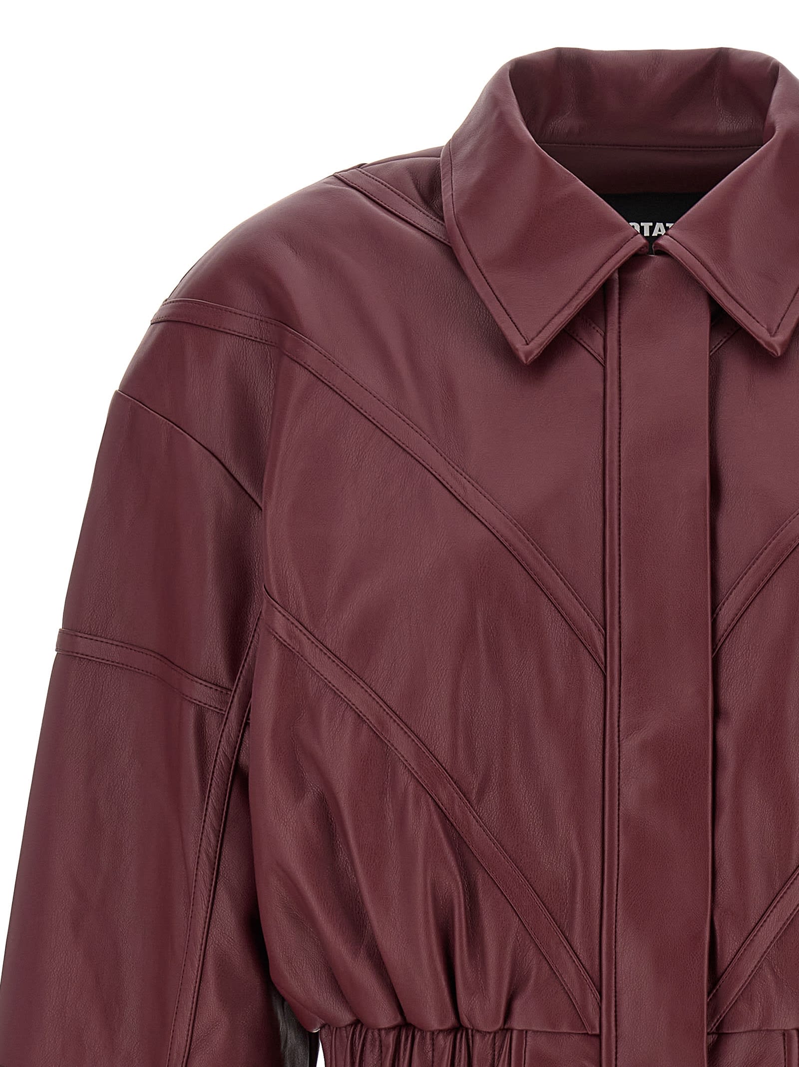 Rotate Birger Christensen Collared Panel Detailing Bomber Jacket In Burgundy