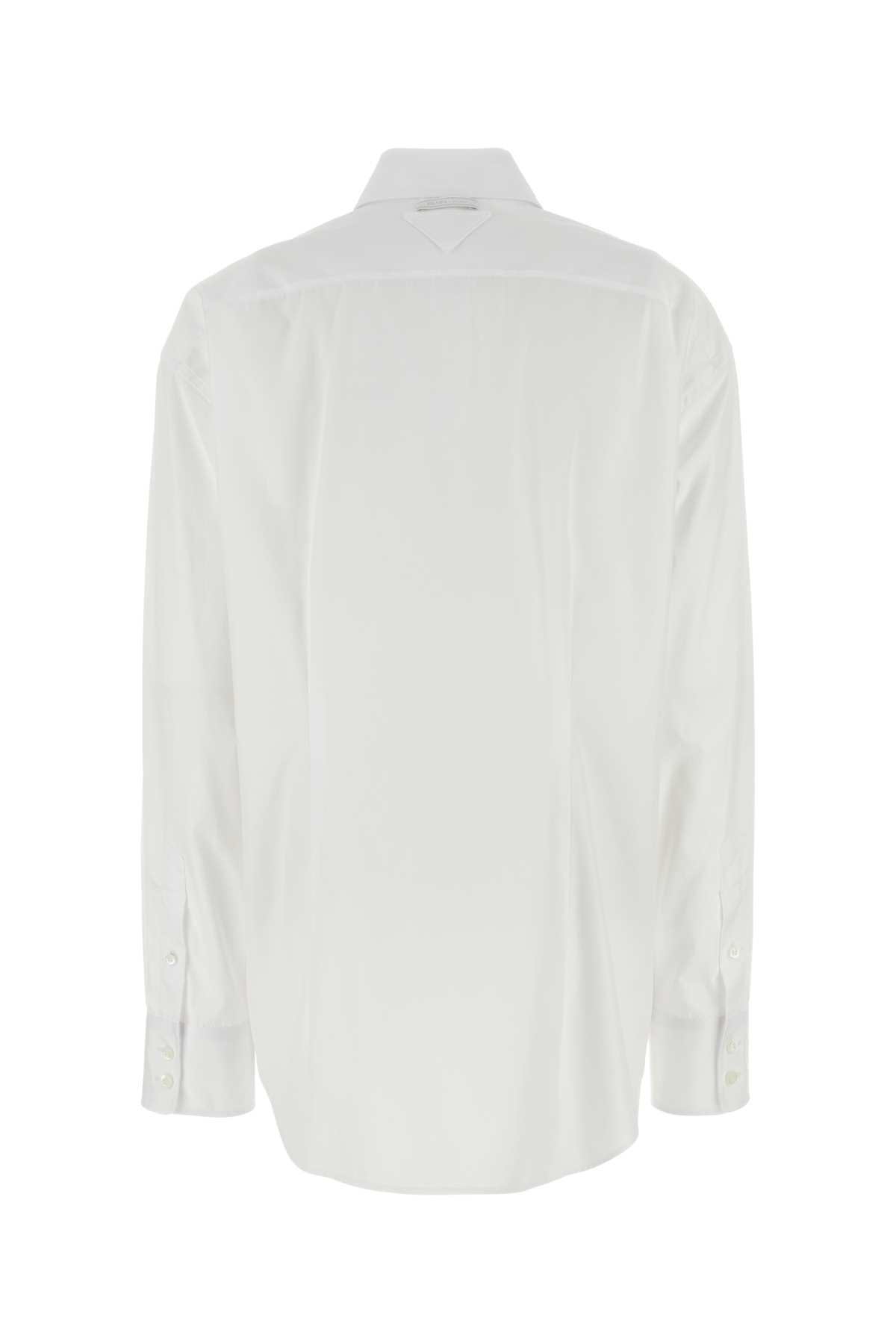 Shop Prada White Poplin Shirt In Bianco