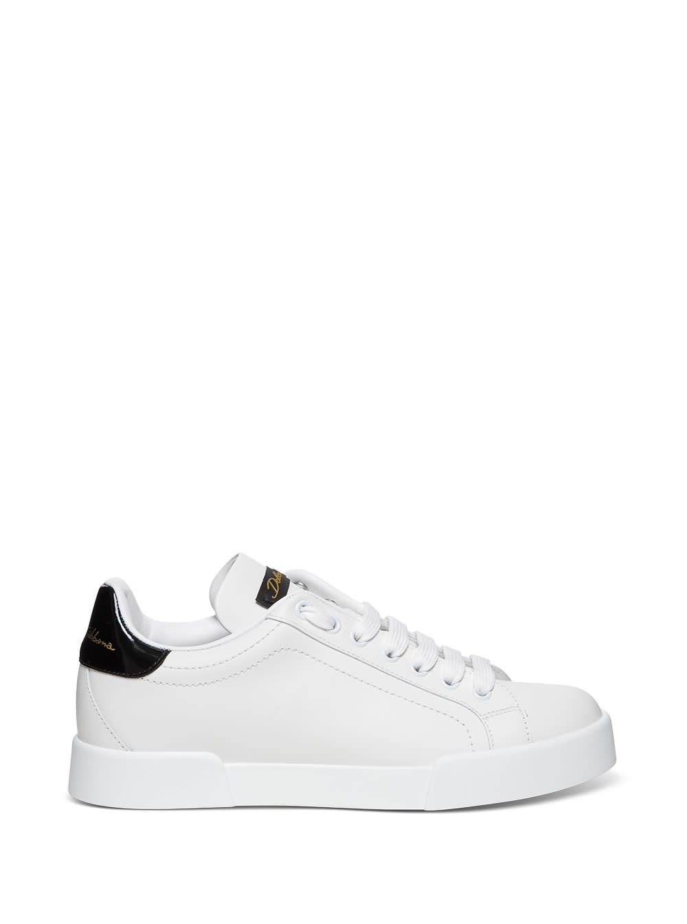Buy Dolce & Gabbana White Leather Sneakers With Logo online, shop Dolce & Gabbana shoes with free shipping