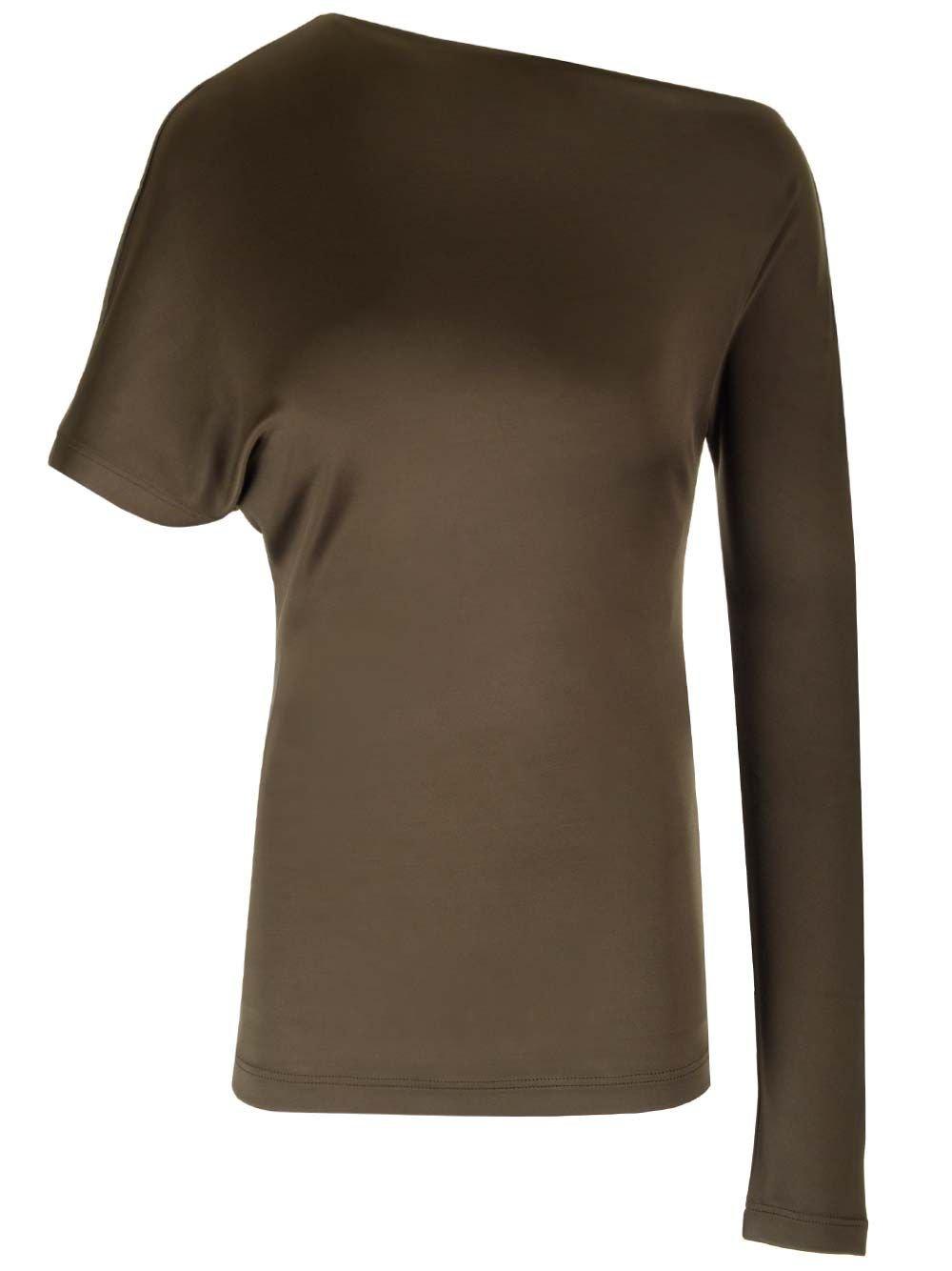 Shop Alexander Mcqueen Asymmetric Sleeved Top In Brown