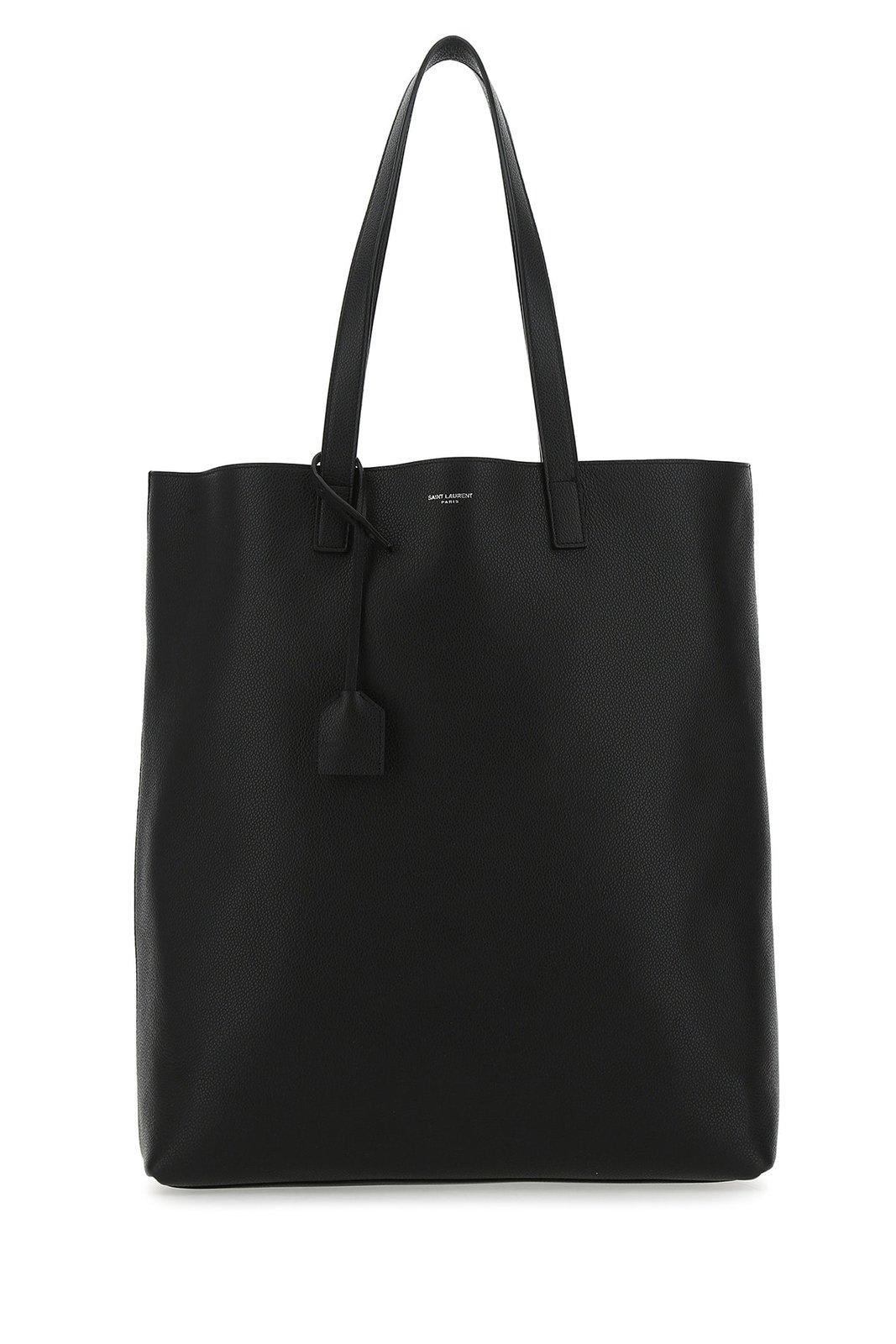 Saint Laurent logo-detail leather tote bag - Black