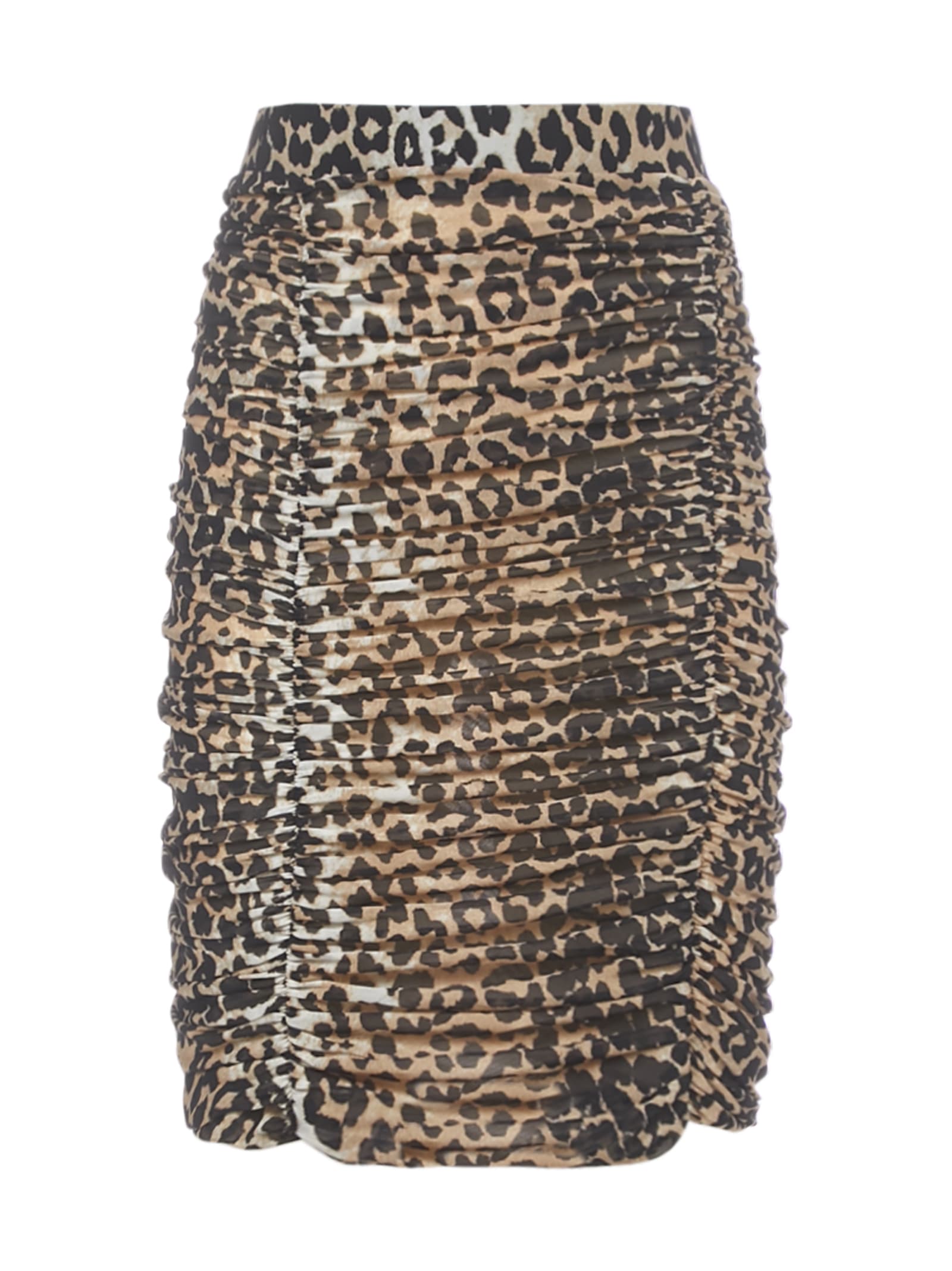 Ganni Leopard Print Ruched Pencil Skirt In Multi | ModeSens