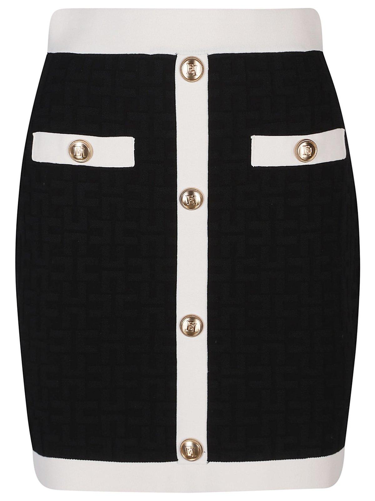 Shop Elisabetta Franchi Bi-color Mini Skirt In Black