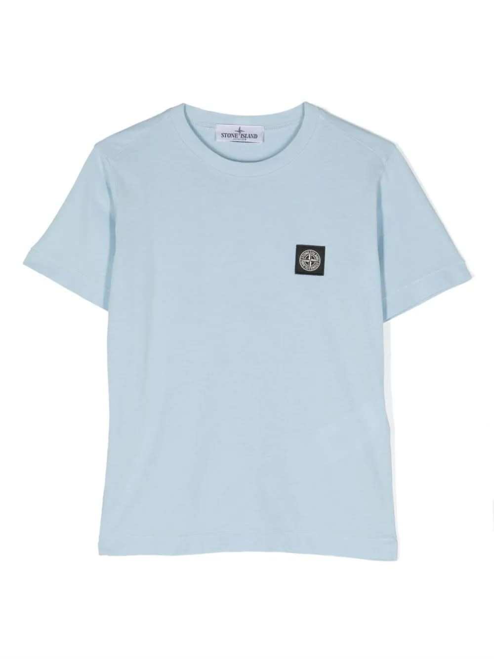 Stone Island Junior Kids' Light Blue T-shirt With Logo Patch