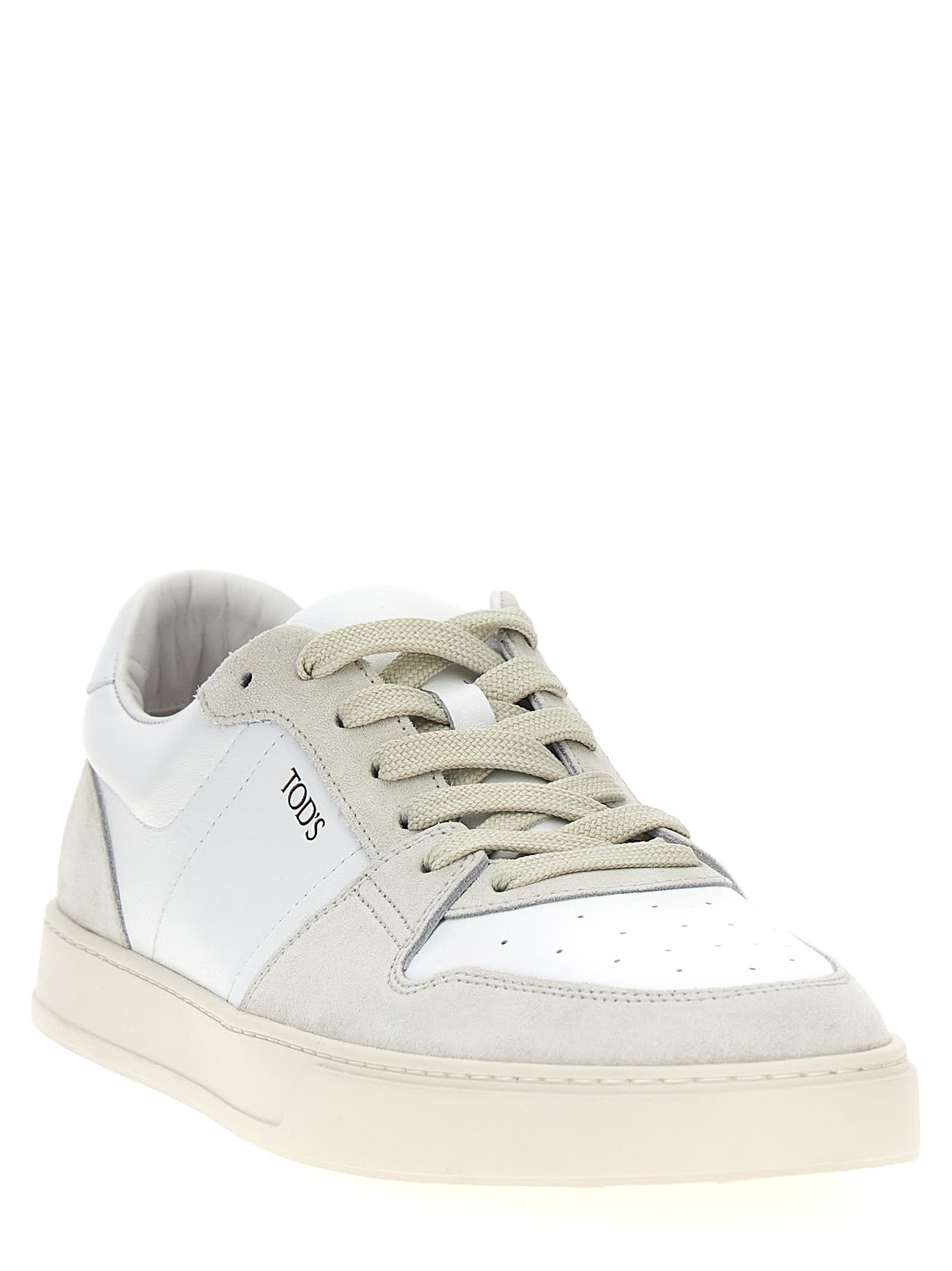 Shop Tod's Logo Sneakers In White/neutrals