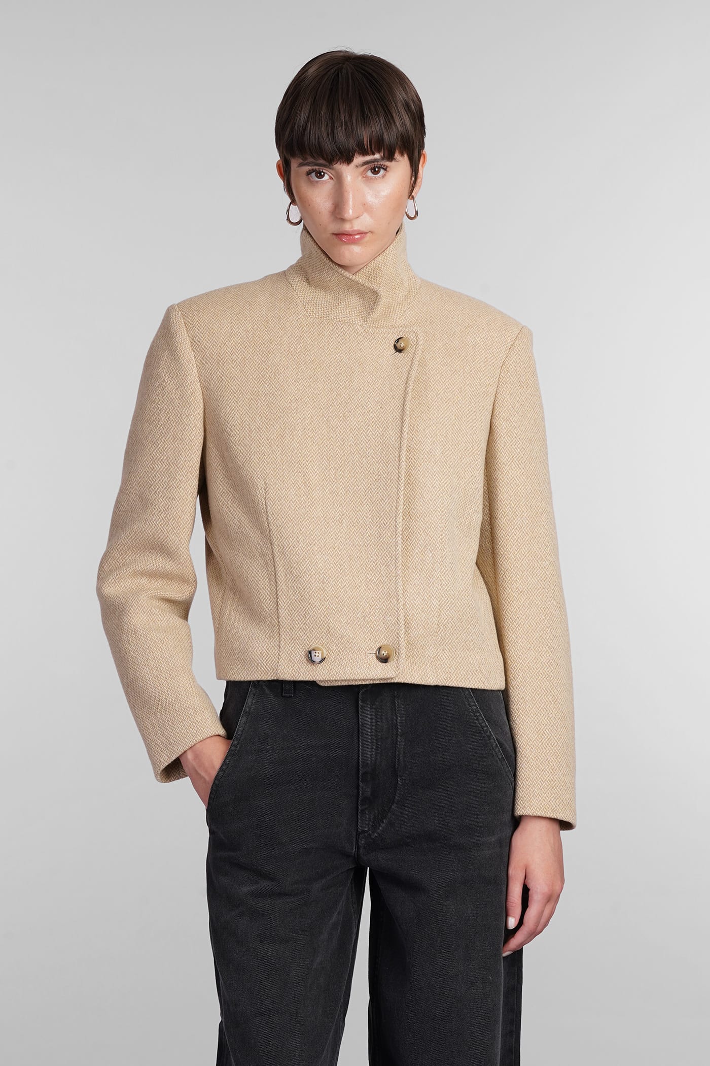 Shop Marant Etoile Cassidy Coat In Beige Wool