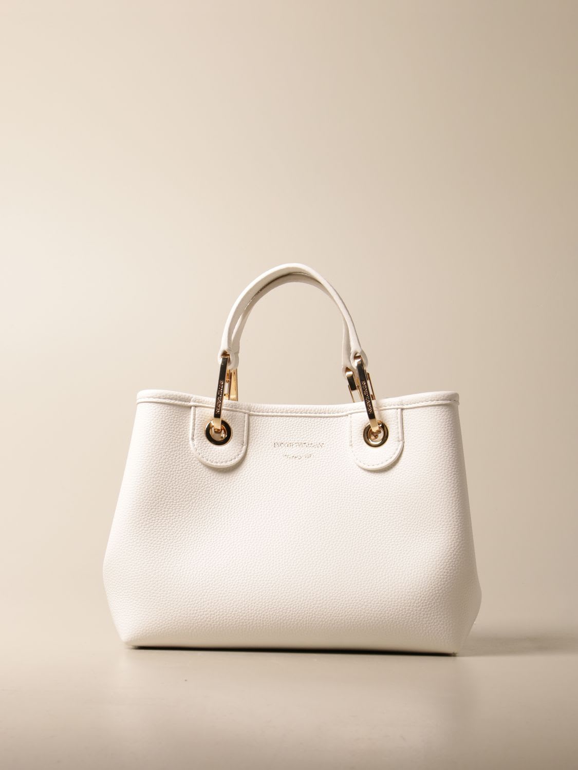 Emporio Armani Handbag In Textured Synthetic Leather In White