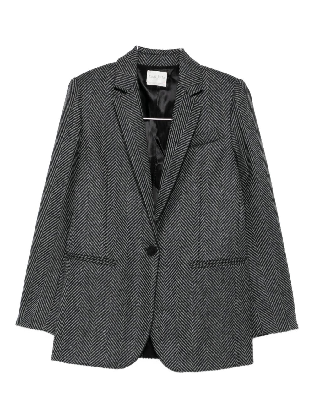 Forte Forte Herringbone Pattern Blazer Front Pockets In Animal Print