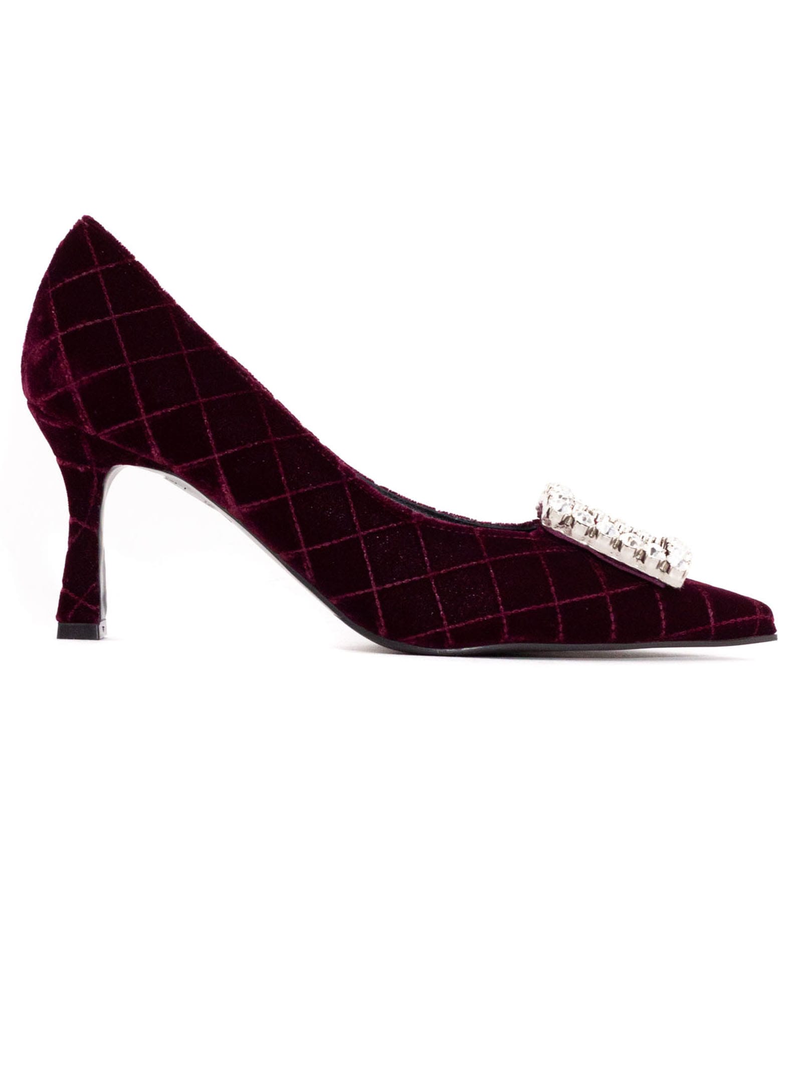 ROBERTO FESTA BORDEAUX QUILTED VELVET LILLY PUMPS 