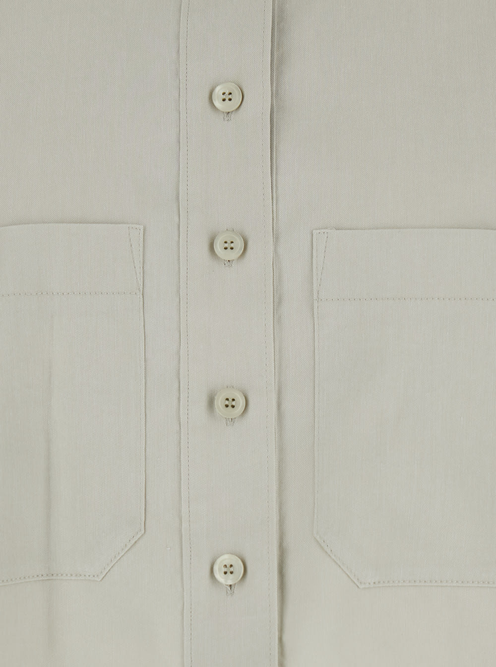 Shop Low Classic Khaki Green Crop Shirt With Patch Pockets On The Front In Cotton And Viscose Blend Woman