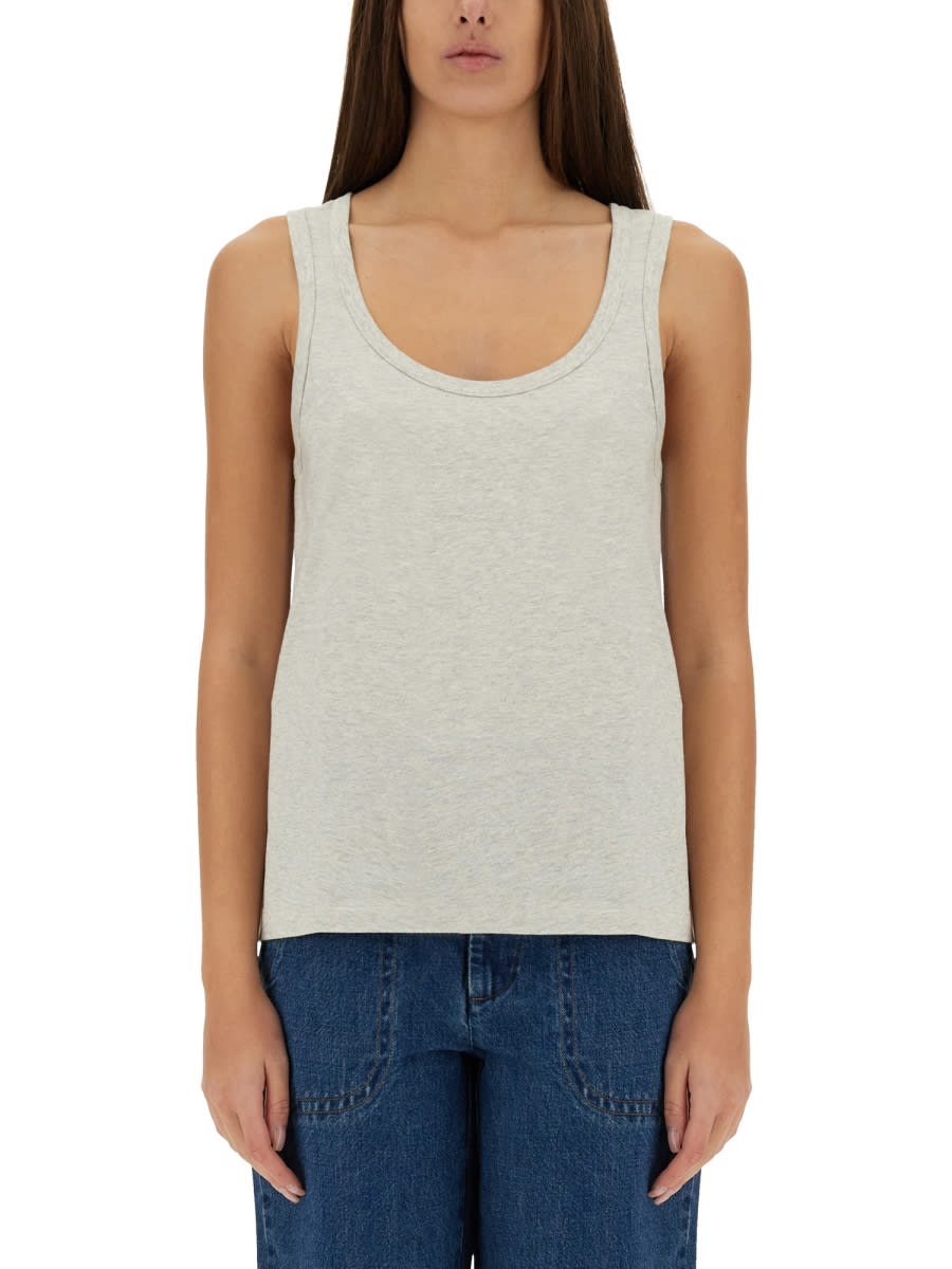 Shop Apc Tops With Logo In Grey