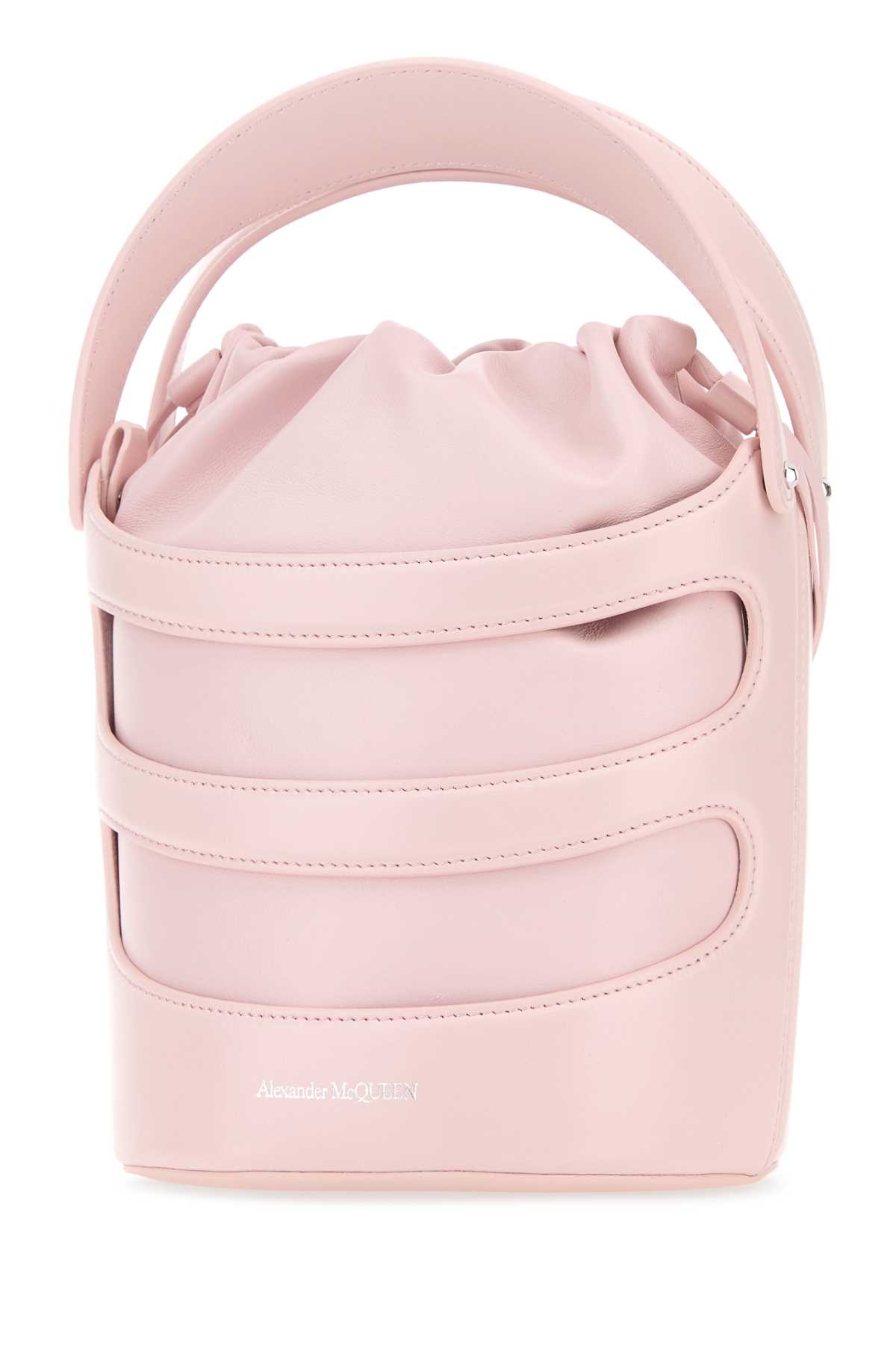Shop Alexander Mcqueen Pastel Pink Leather The Rise Bucket Bag In Venus