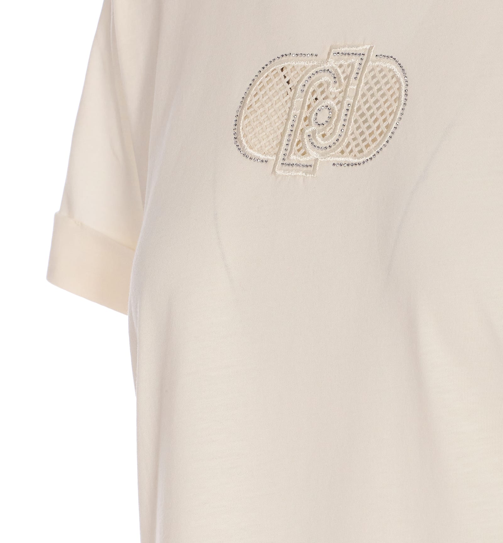 Liu •jo Crewneck Short Sleeves Round Neck Ribbed Cuffs