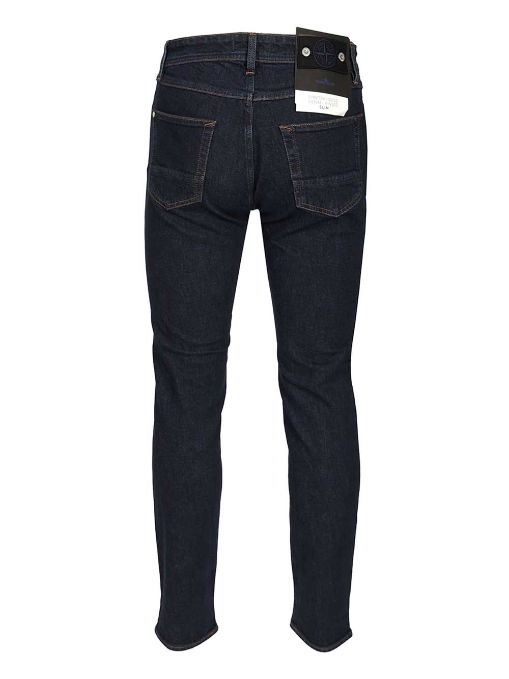 Stone Island Five-pocket Trousers With Belt Loops And Contrast Stitching In Blue