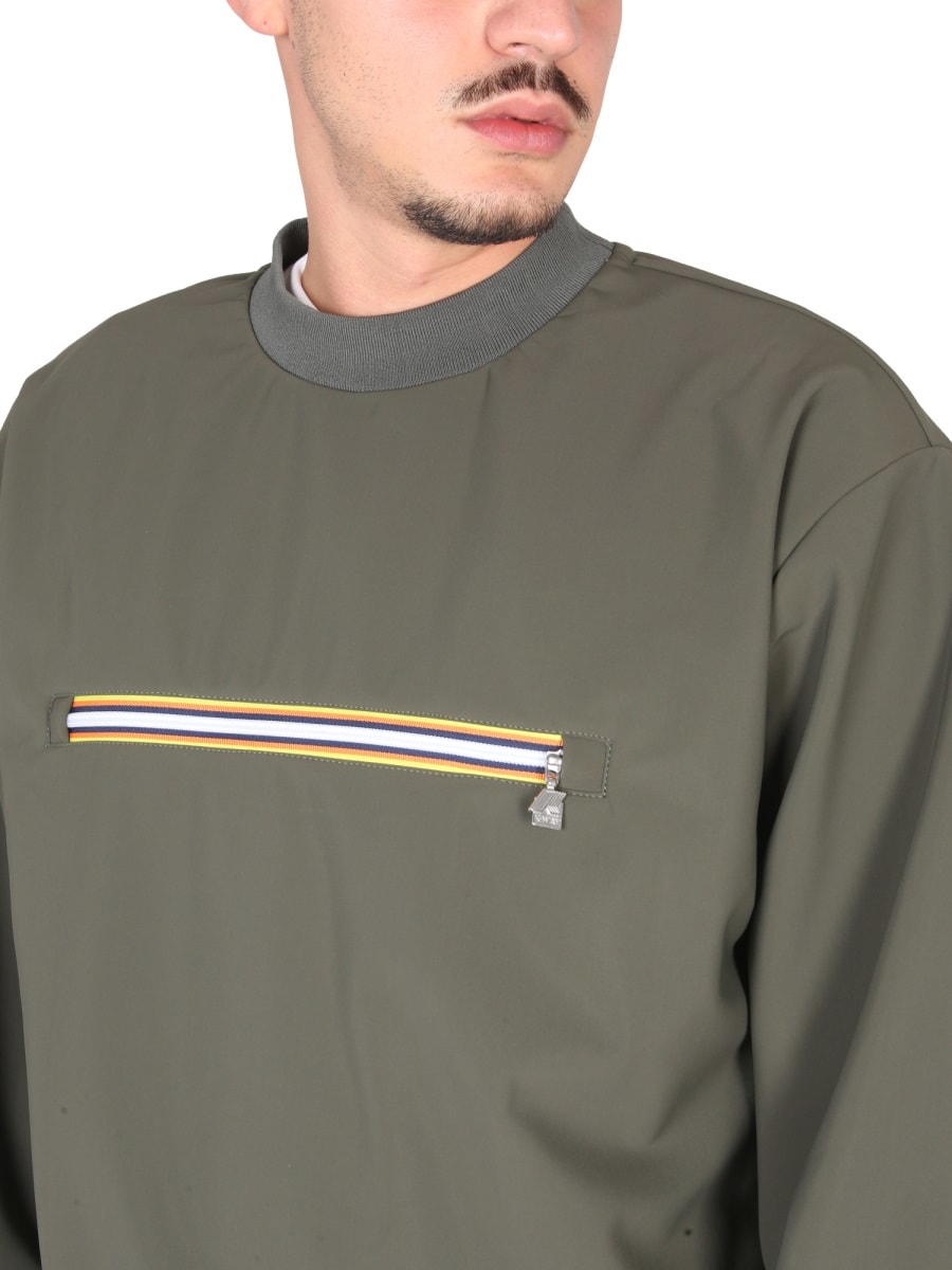 Shop K-way Sweatshirt With Front Pocket In Green