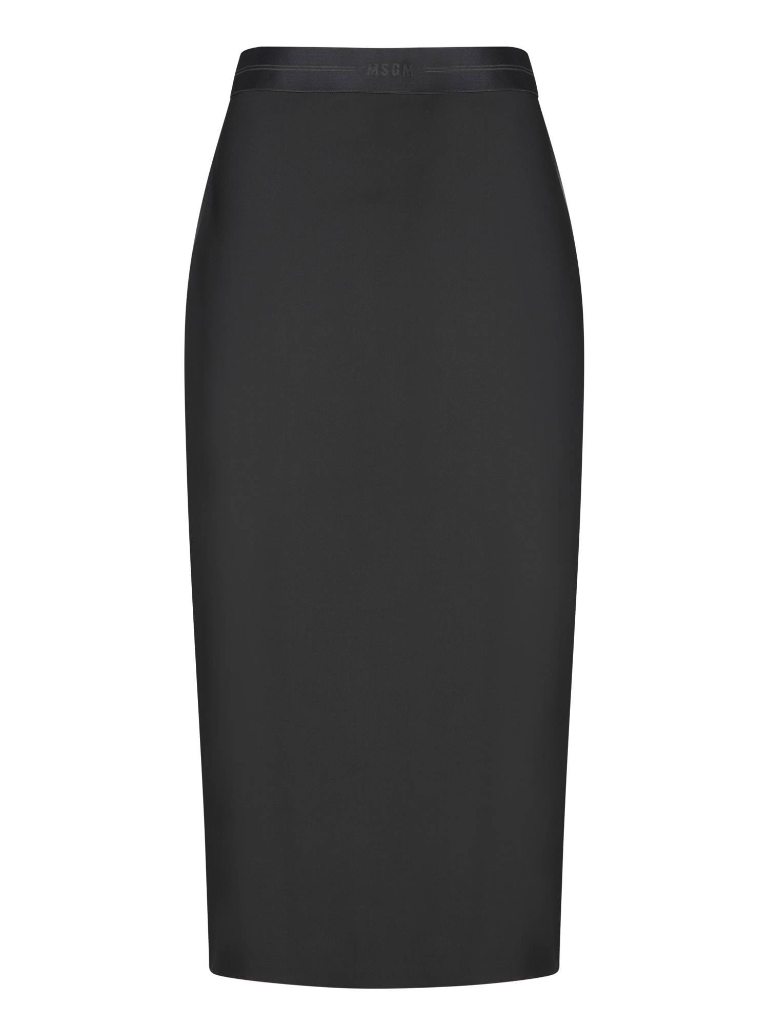 Shop Msgm Black Wool Fresco Pencil Skirt