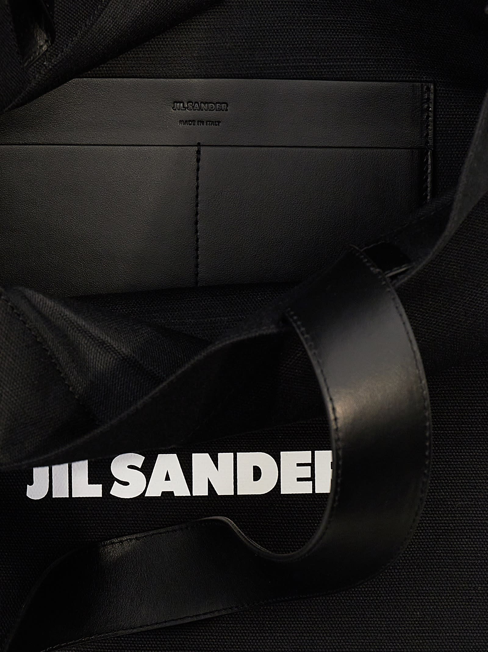 Shop Jil Sander Flat Shopper Large Shopping Bag In Black