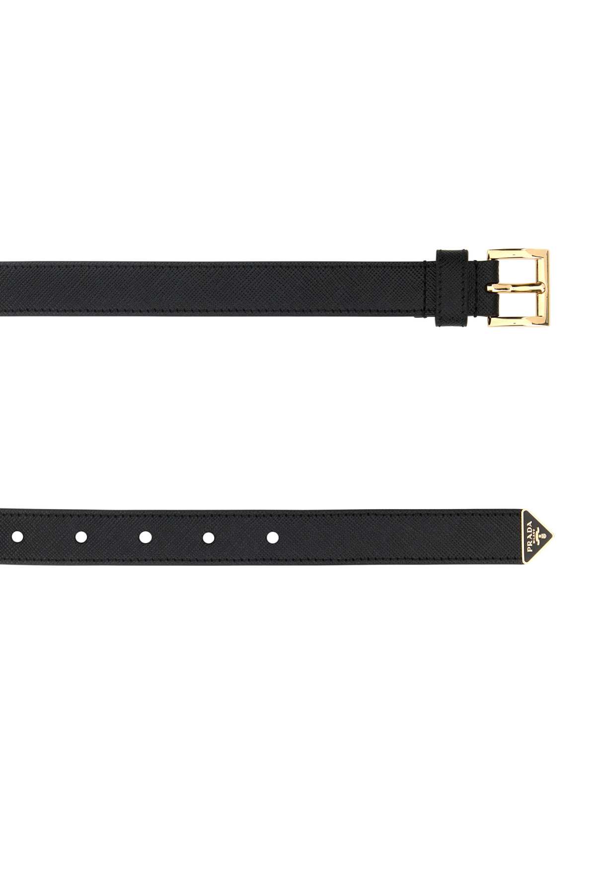 Shop Prada Black Leather Belt In Nero