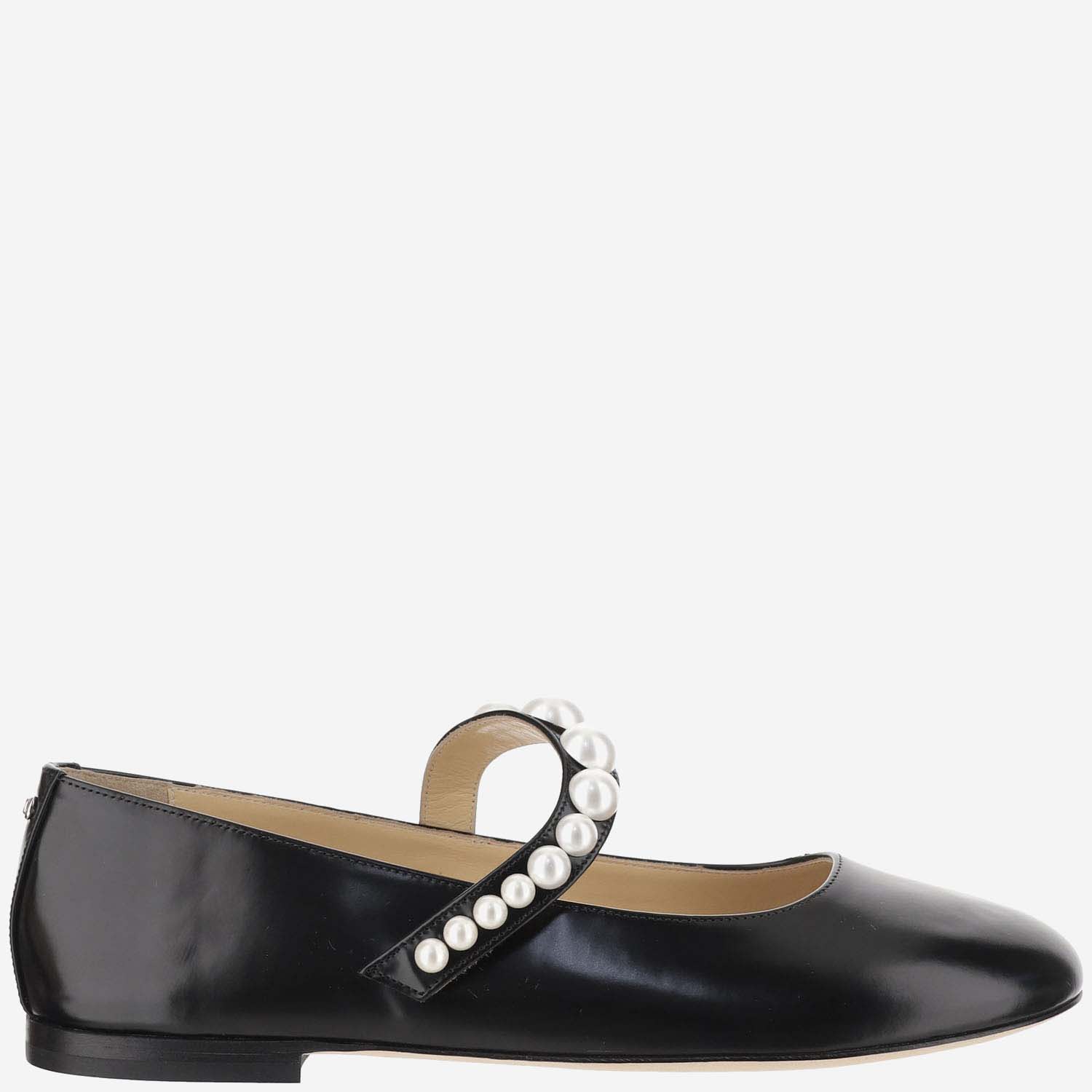 Shop Mach &amp; Mach Leather Ballerinas With Pearls In Black