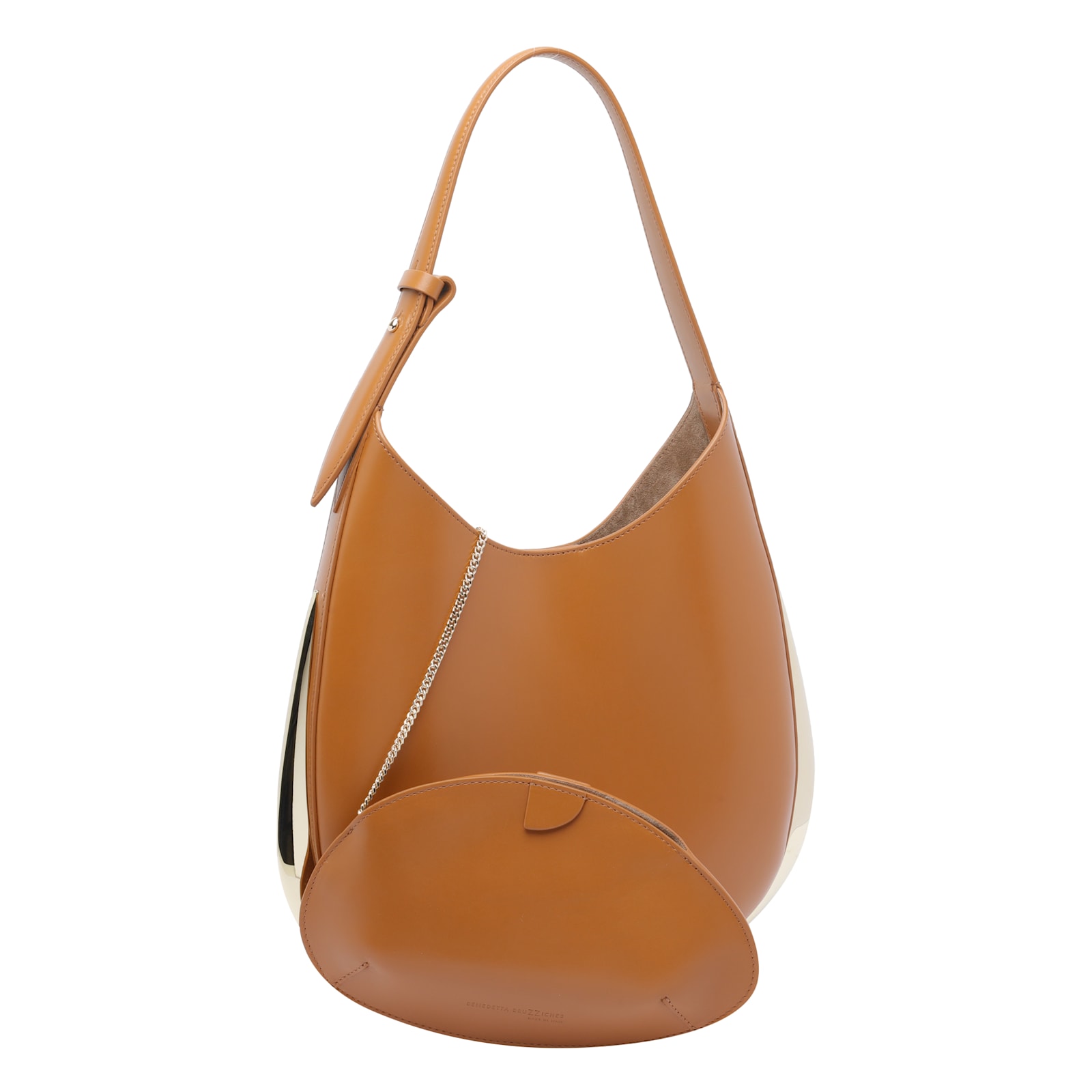Benedetta Bruzziches Shoulder Bag Structured Metallic Accents In Brown
