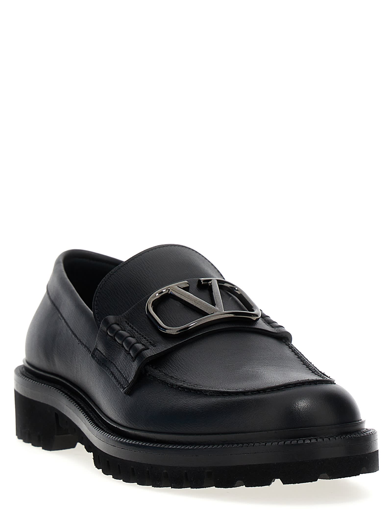 Shop Valentino Vlogo Signature Loafers In Black