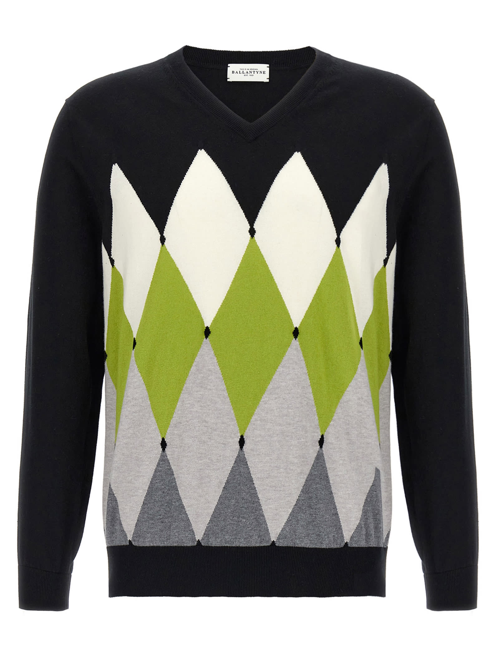 Ballantyne Argyle Sweater In Black