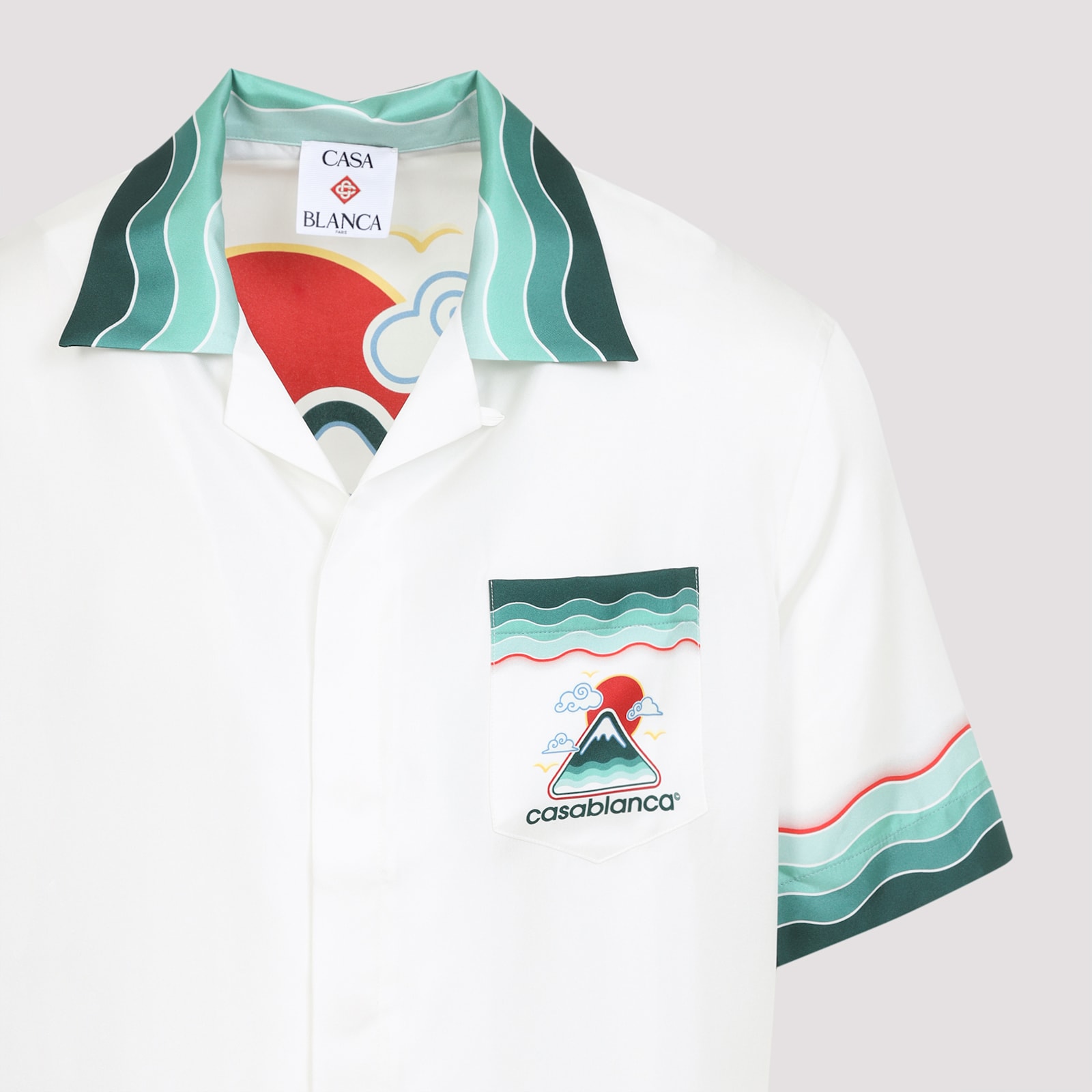 Casablanca Convertible-collar Printed Silk-twill Shirt In White