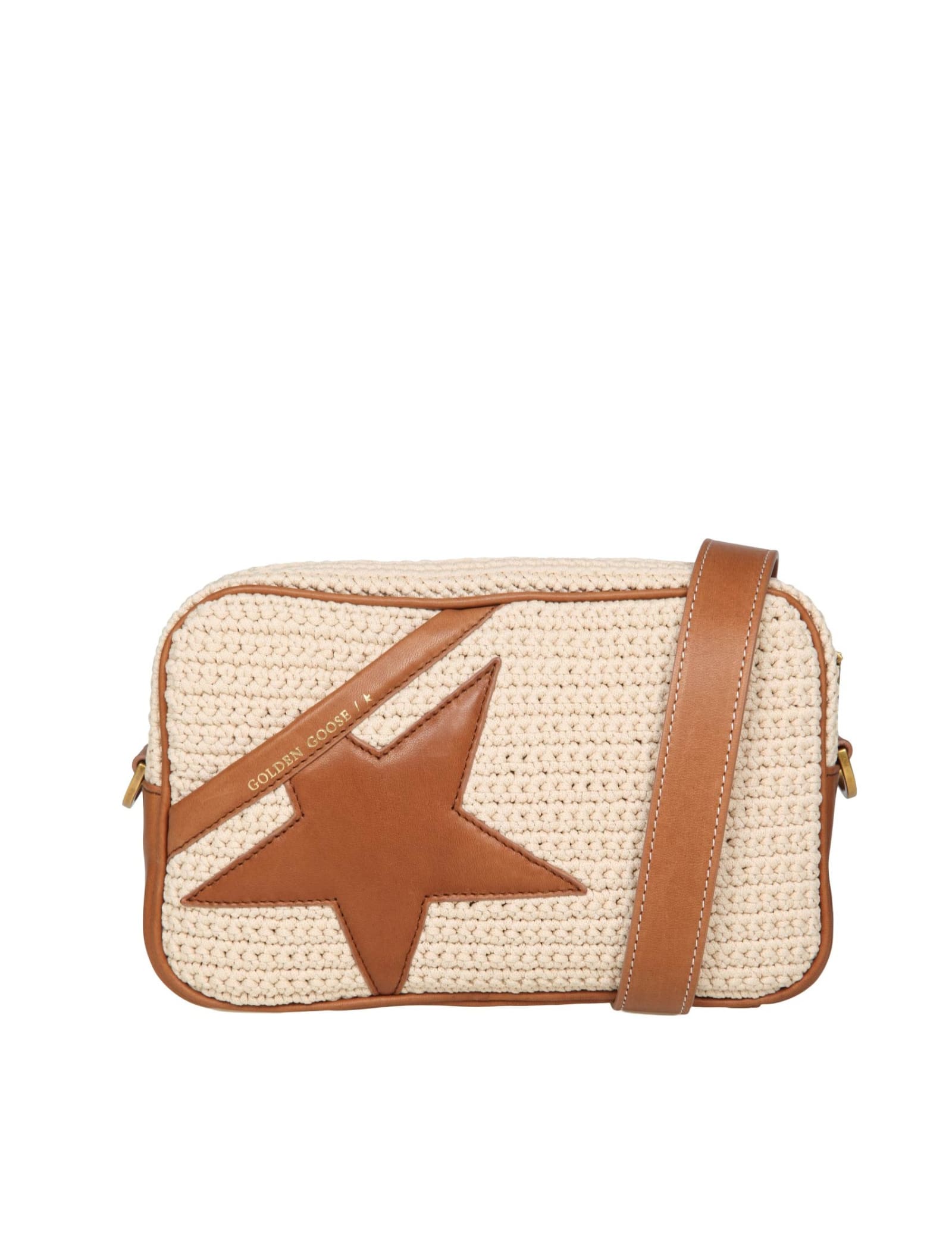 GOLDEN GOOSE GOLDEN GOOSE STAR BAG IN CROCHET FABRIC AND LEATHER