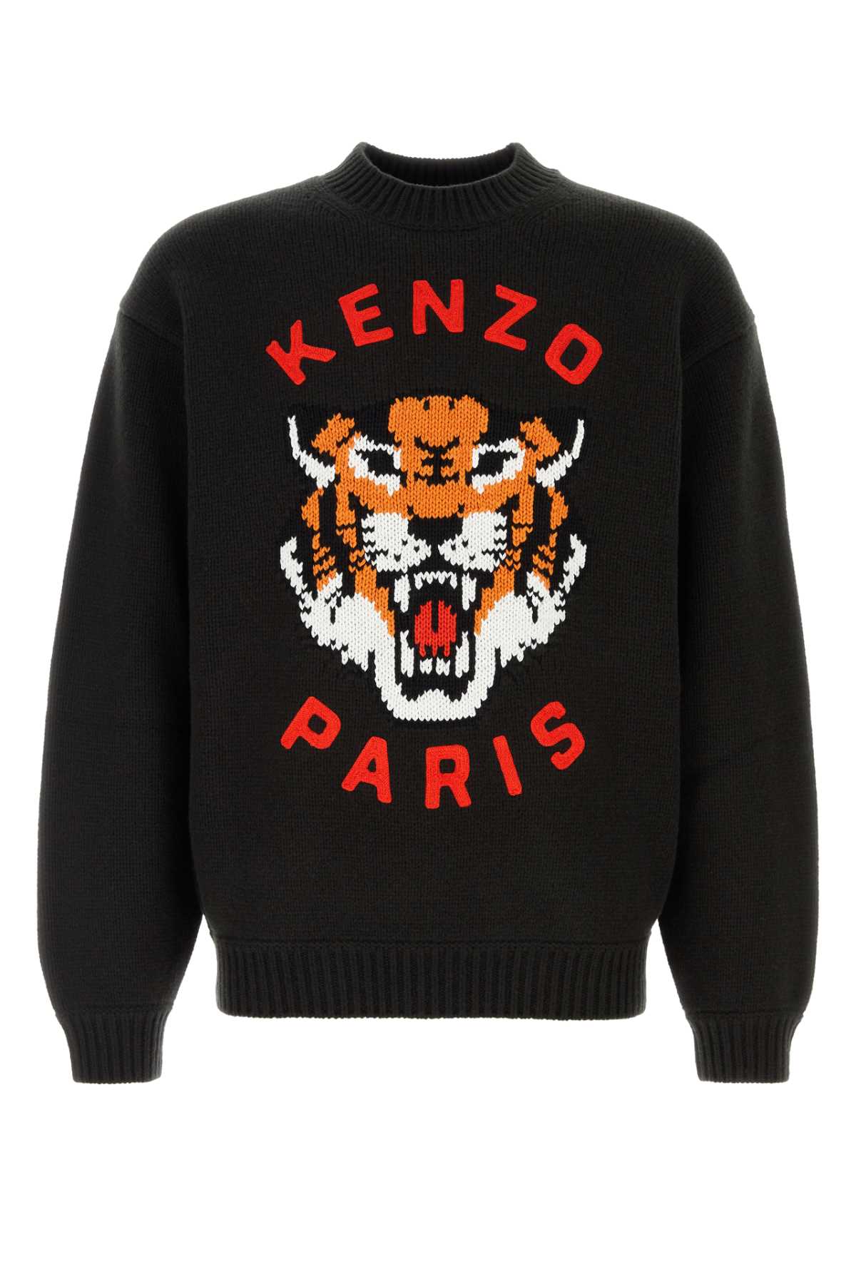 Shop Kenzo Black Wool Blend Sweater In Noir