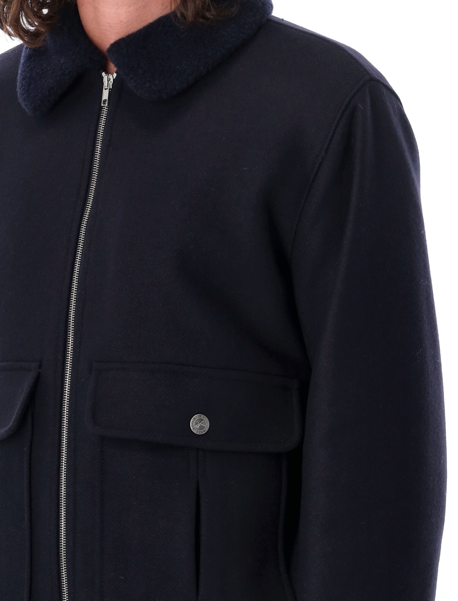 Shop Apc New Ben Bluson Jacket In Dark Navy