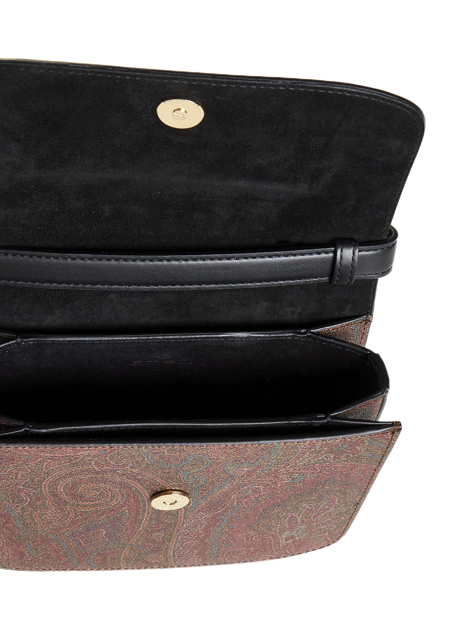 Etro Essential Canvas And Leather Small Bag In Black
