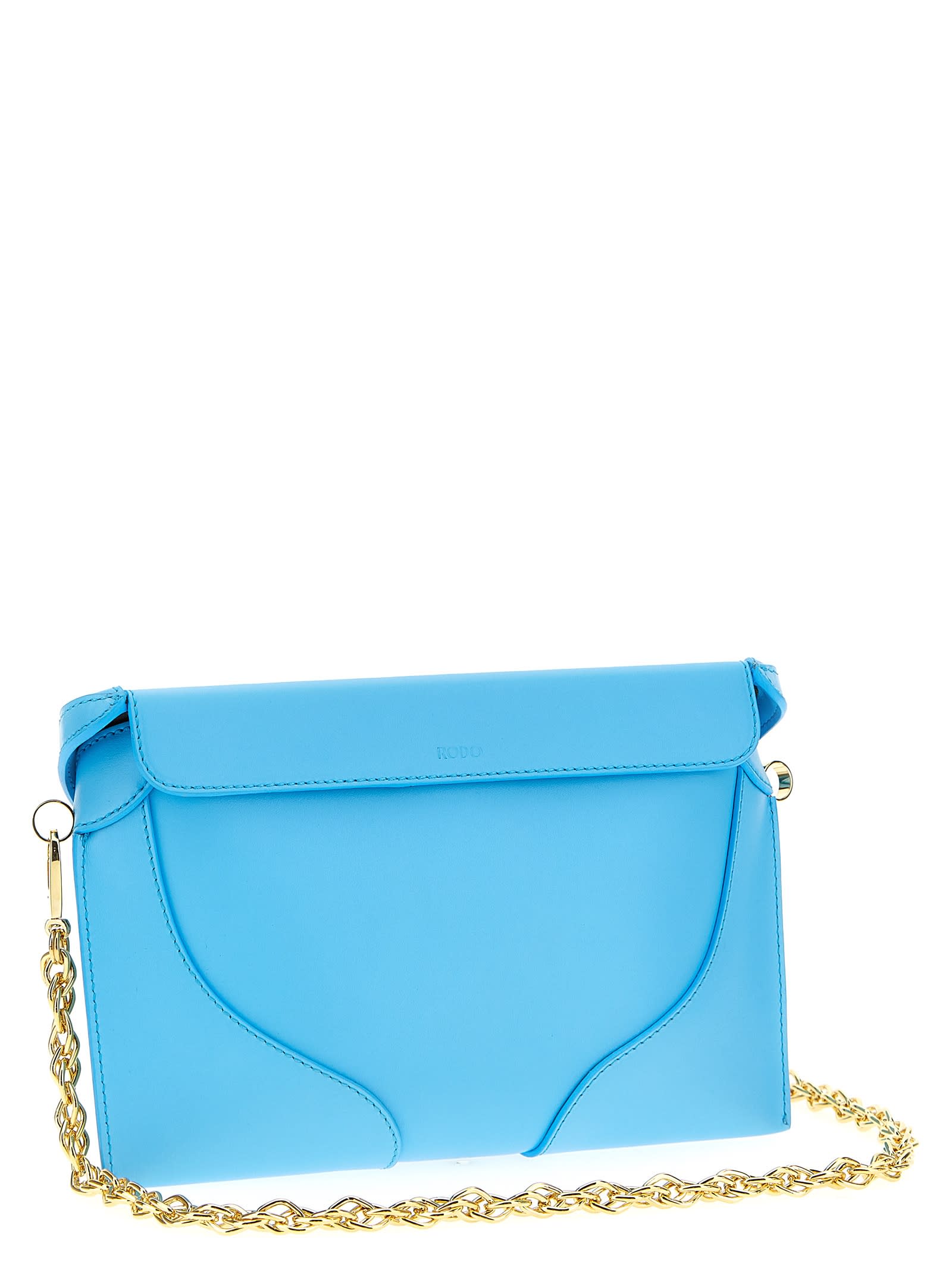 Shop Rodo Clutch Bag With Shoulder Strap In Light Blue
