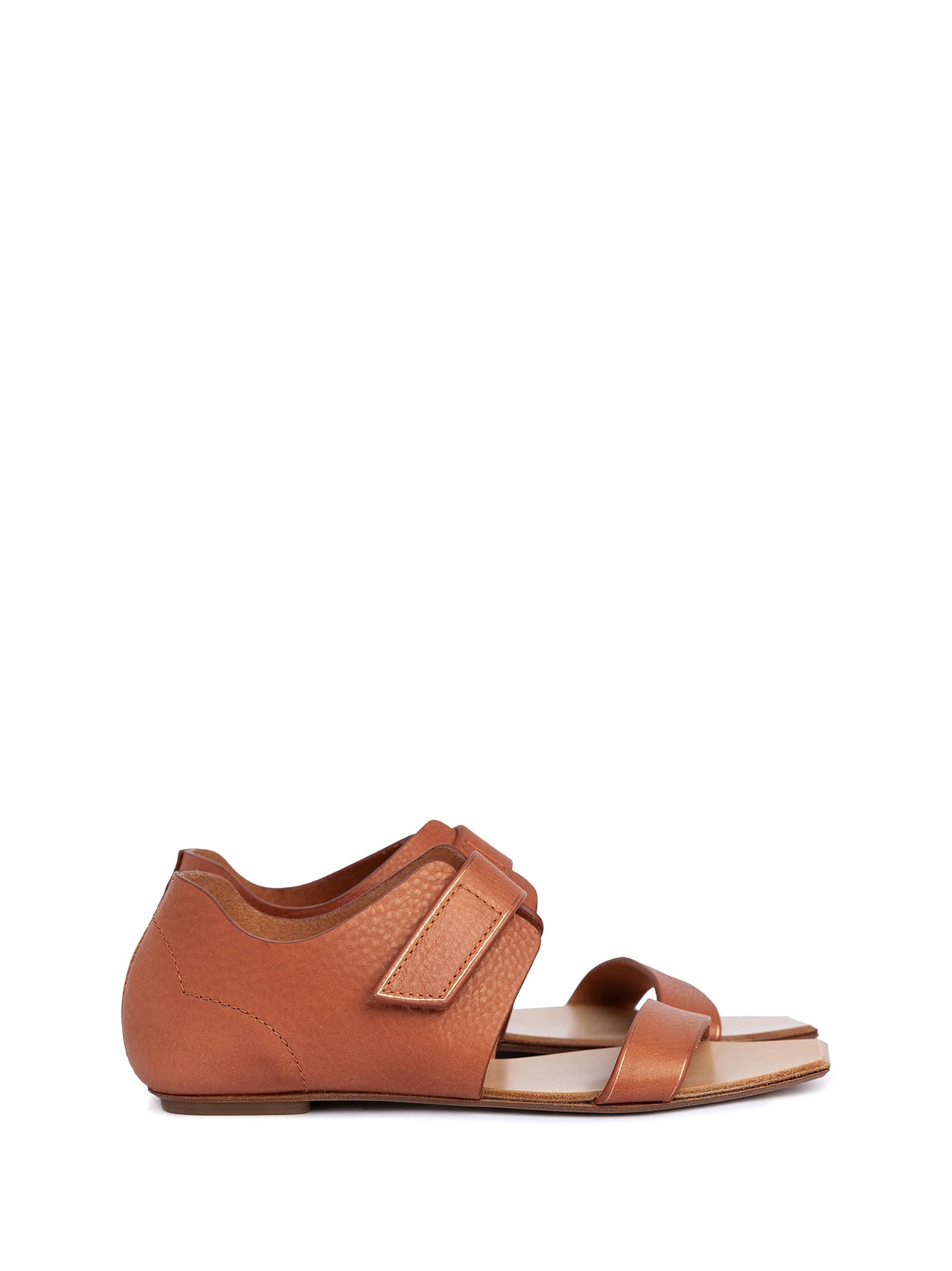Vivi Flat Sandal In Tanned Leather