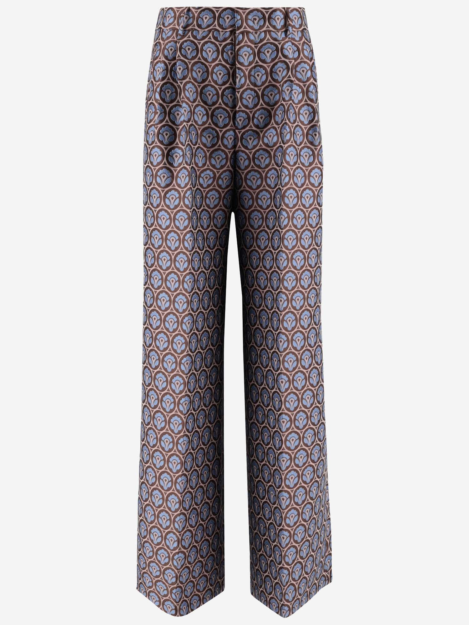 Shop Etro Jacquard Pants With Pleats In Clear Blue