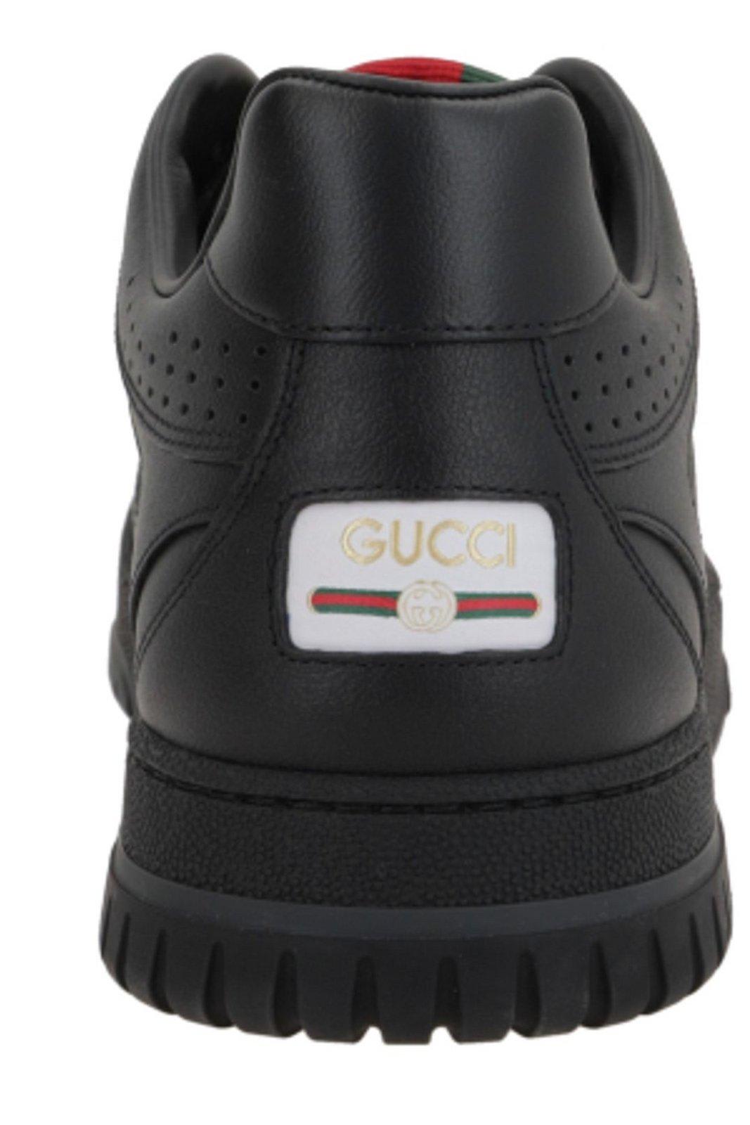 Gucci Re Web Black Lace Up Sneakers In Black