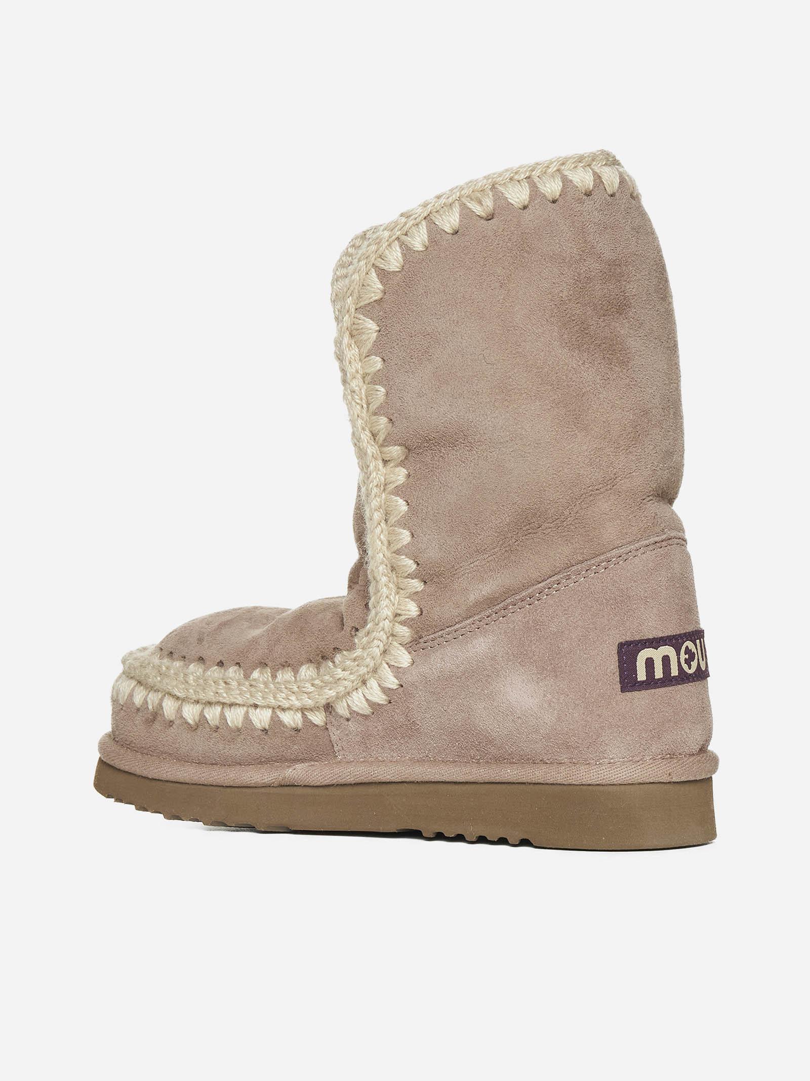 Mou Eskimo Suede And Shearling Ankle Boots In Neutral