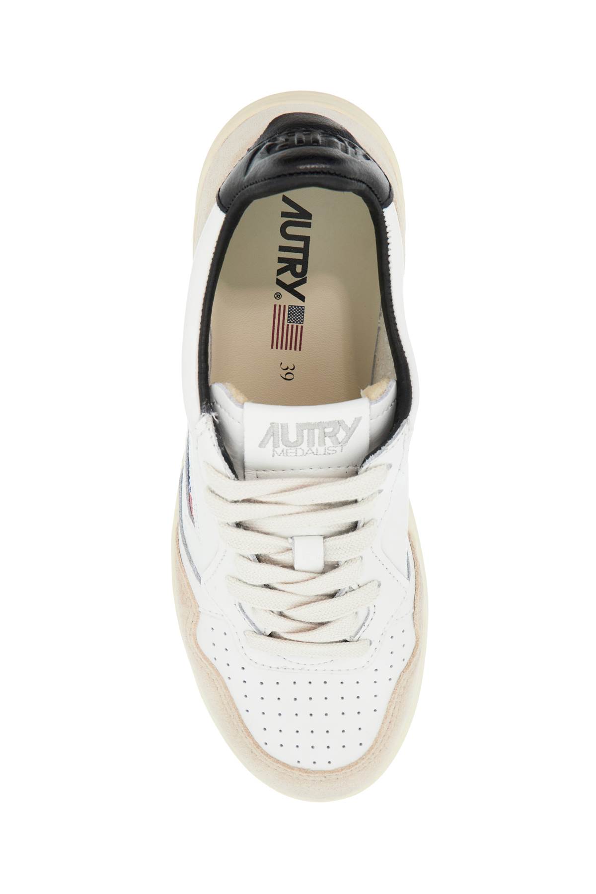 Autry Medalist Leather Low-top Sneakers In Wht Black (beige)
