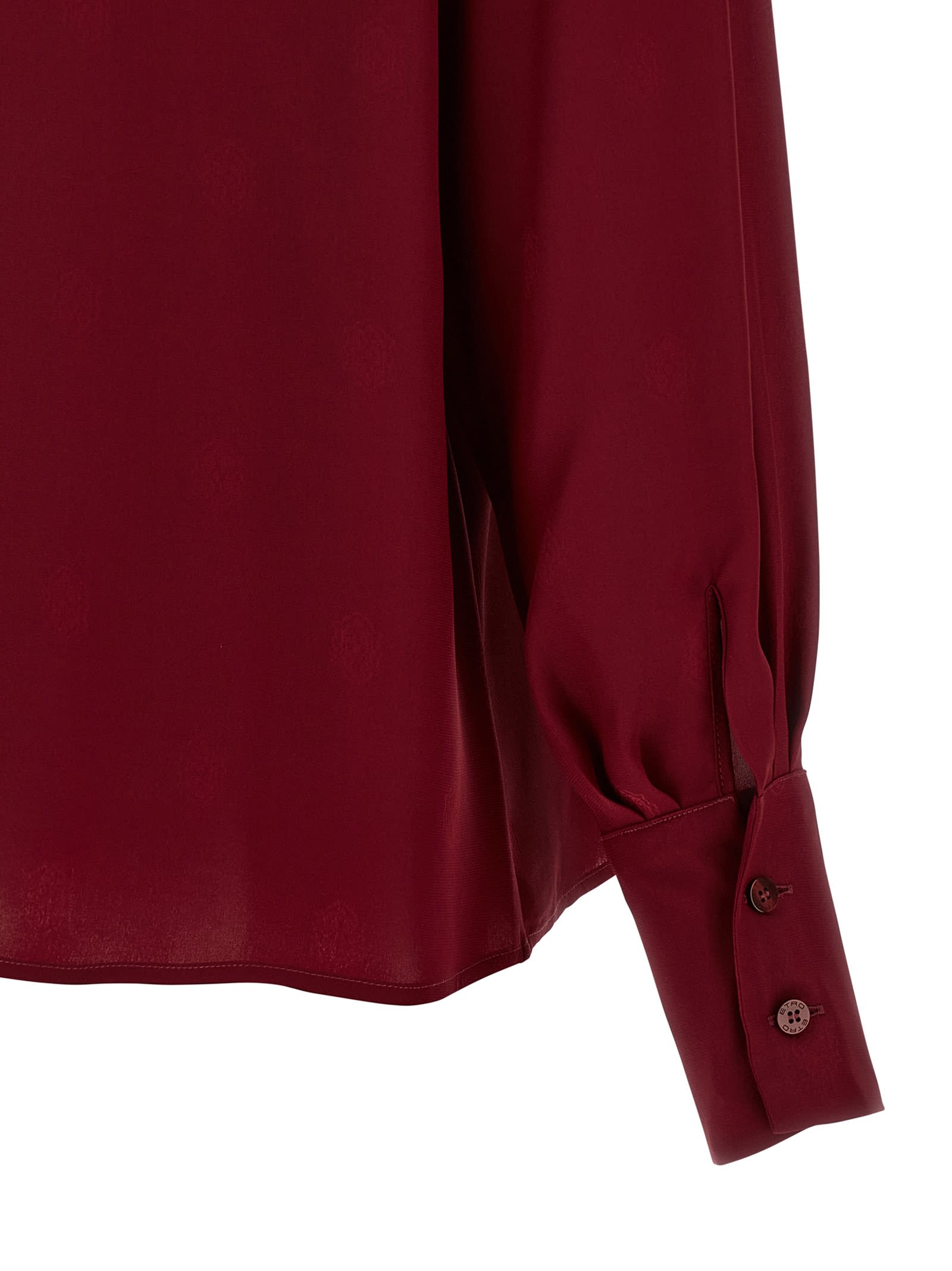 Etro Pussy-bow Silk-jacquard Blouse In Burgundy